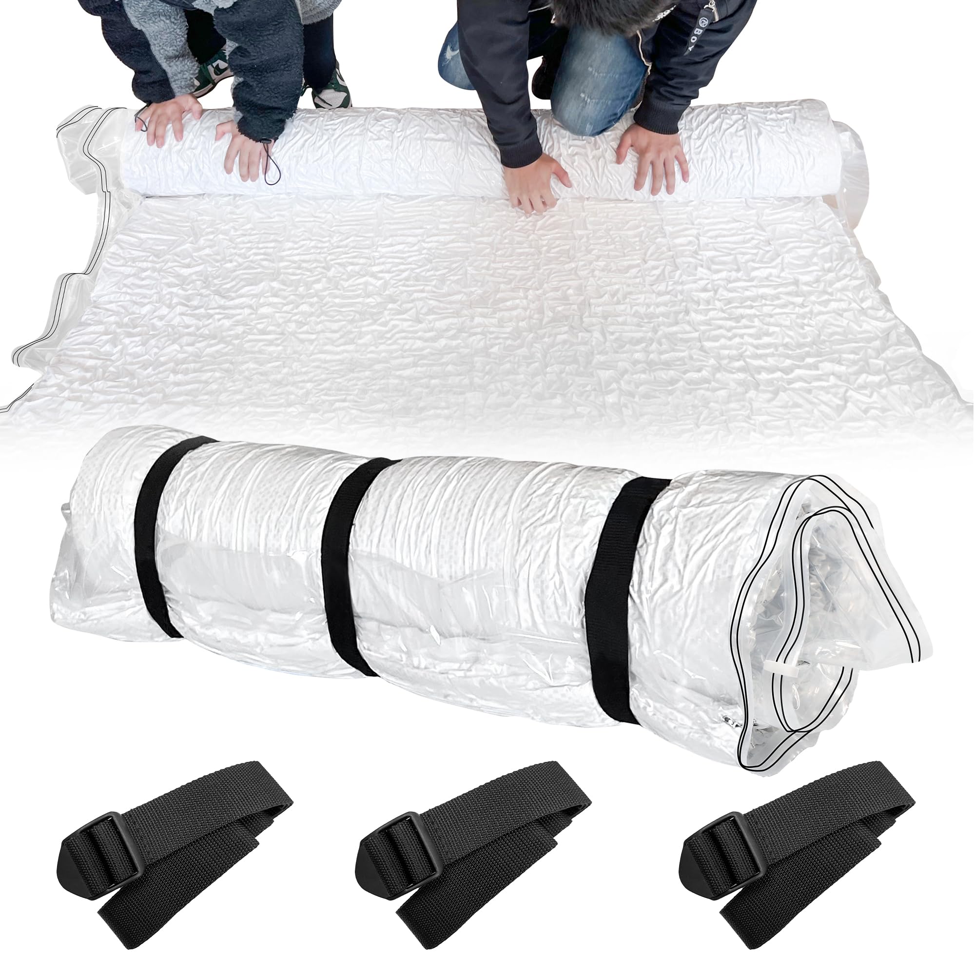 Storage Master White Mattress Vacuum Bag For Memory Foam Mattress, Latex Mattress Vacuum Seal Bag With Straps, Moving, Storage And Shipping (Single/Bunk Bed/Cot Bed/Moses Basket)