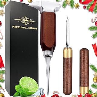 Ice Pick - 17cm / 7" Stainless Steel Ice Chipper with Wood Handle, Japanese Style Ice Crusher ideal for Bars, Bartender. Best Carving Tool (7 inch)