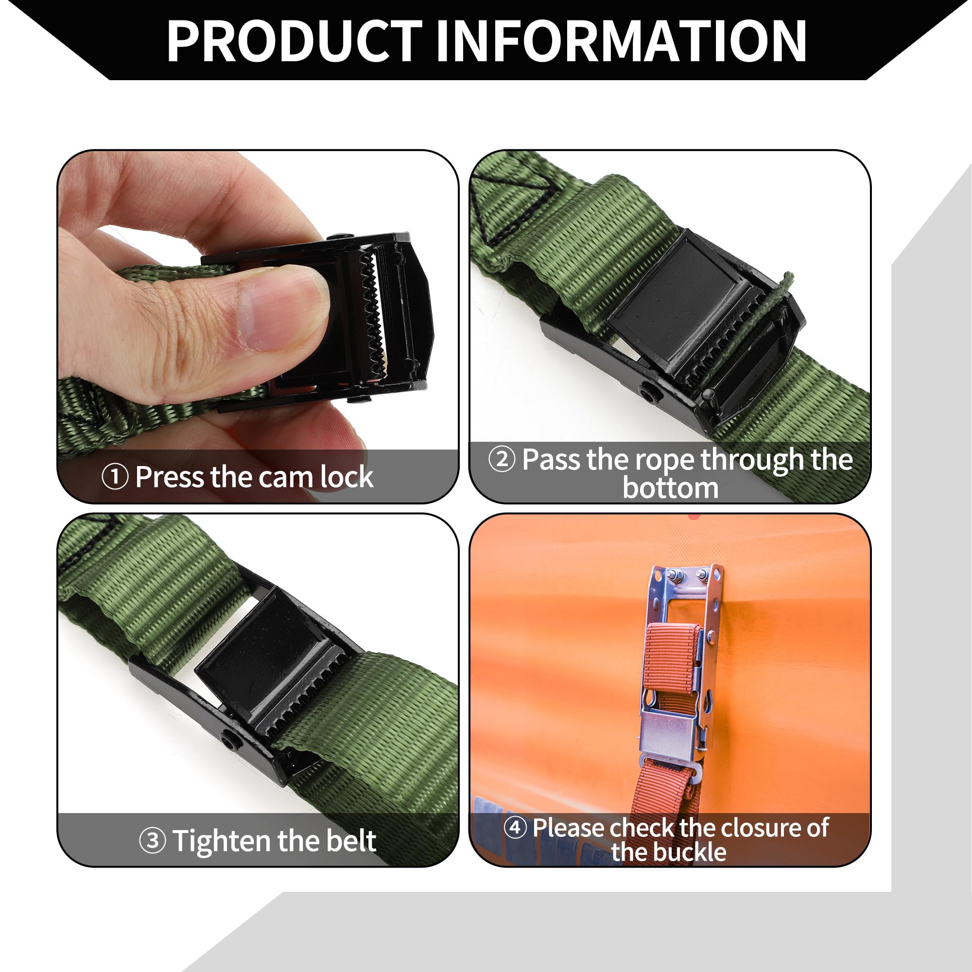 ZOENHOU 8 PCS 6m X 25mm Ratchet Tie Down Straps, 800 KG Heavy Duty Tensioning Belts, Adjustable - View #5