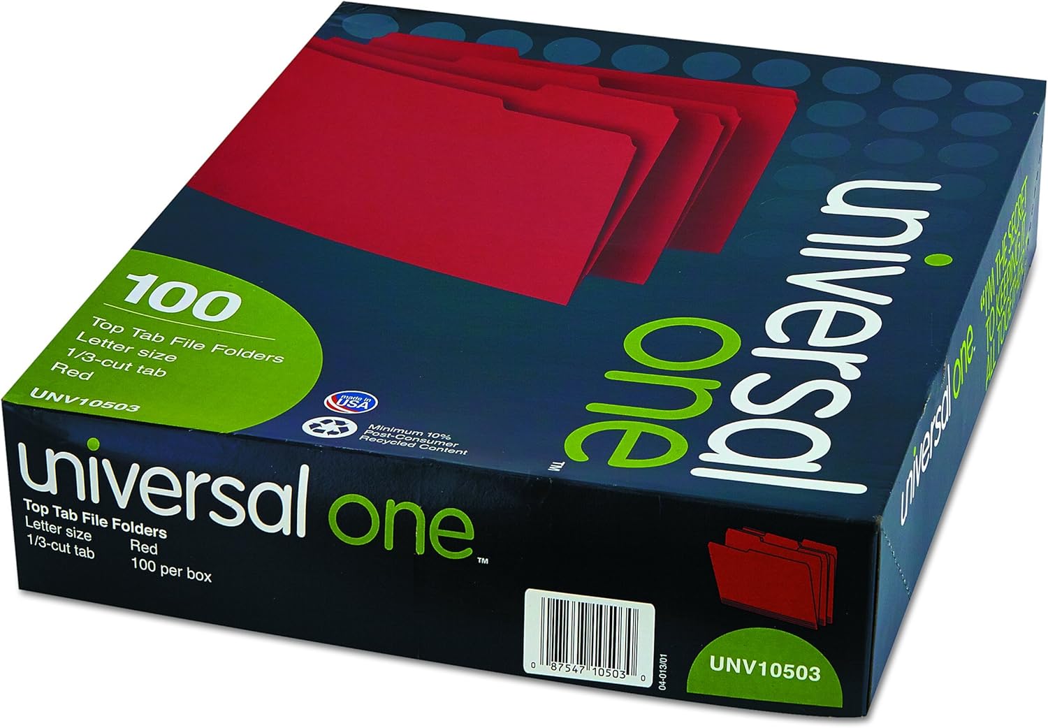 Universal One Bright Top Tab Classification Folder, Red/Light Red (10503)