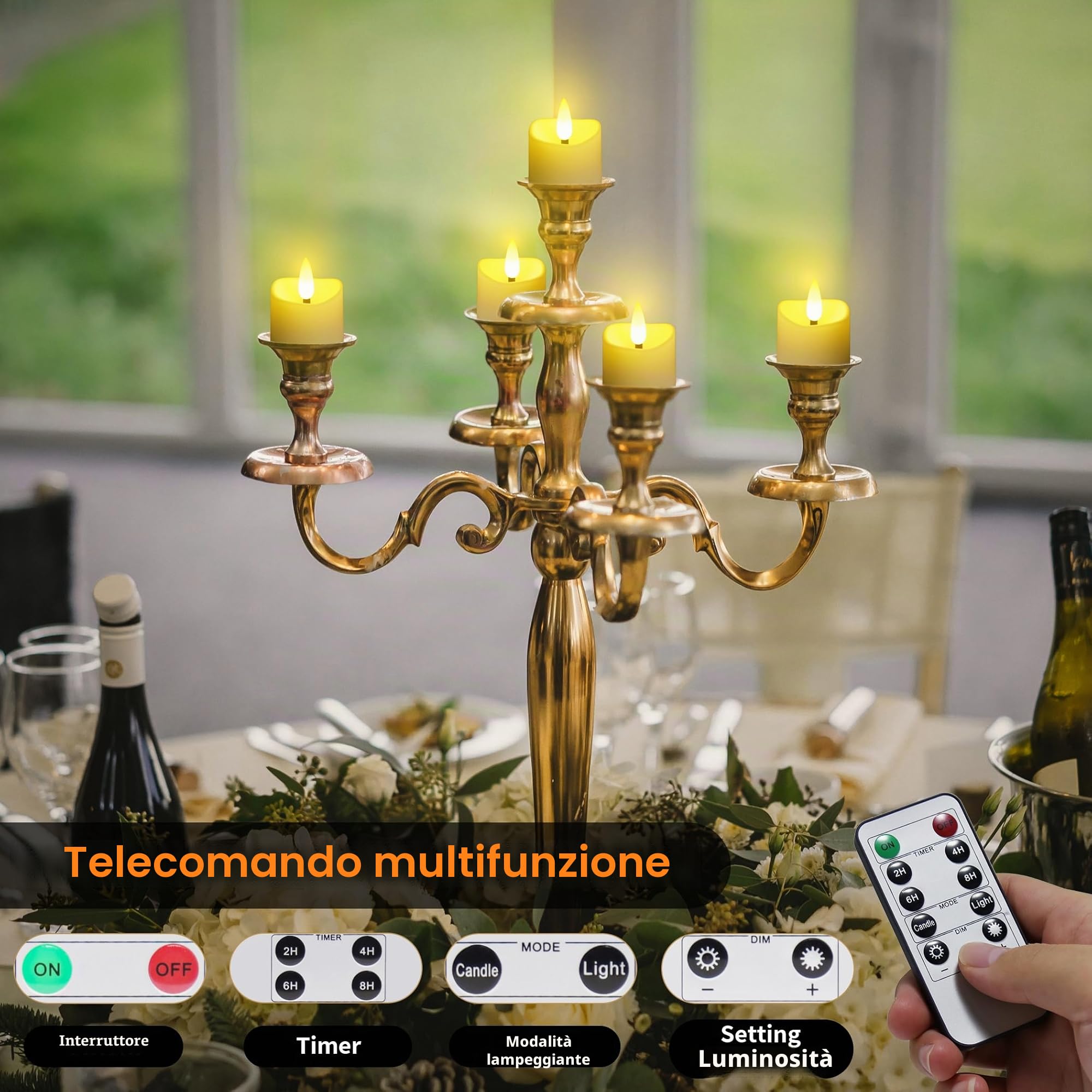 daphomeu Candele LED Ricaricabili Con Telecomando 6 Pezzi, Senza Fiamma, Con Funzione Timer, Simulazione, Candele Elettriche, Per Matrimonio, Festa, Halloween, Natale, Decorazione Della Casa