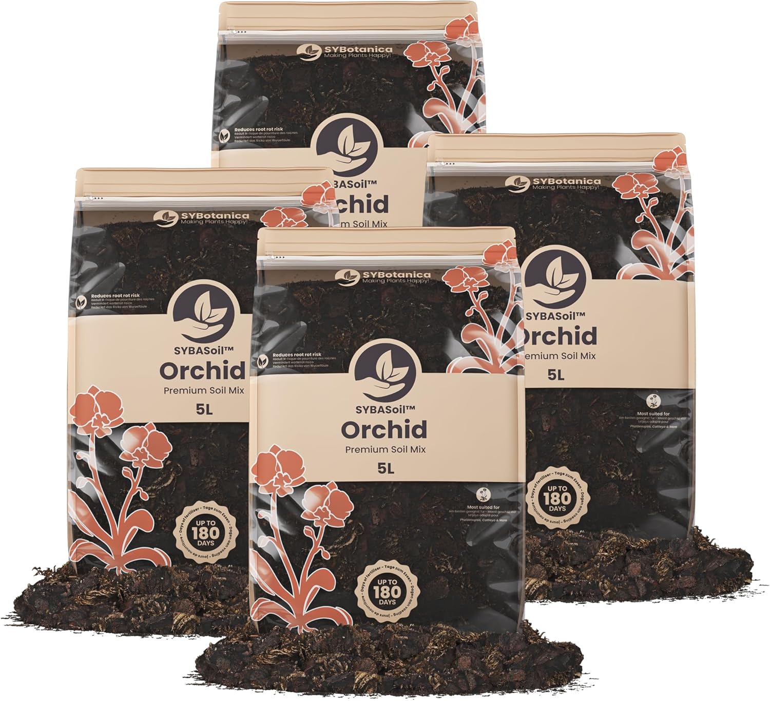Sybotanica - Orchideenerde 20 L – Premium Coco Blumenerde für Phalaenopsis, Dendrobium, Cattleya & mehr, Torffrei & 180 Tage Bio-Dünger – Für Zimmerpflanzen-Liebhaber