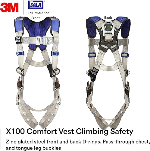 Miniatura 2 de 3M DBI-SALA ExoFit X100 Comfort Vest - Arnés de escalada para protección contra caídas, OSHA, ANSI, anillas en D delanteras y traseras, correas de