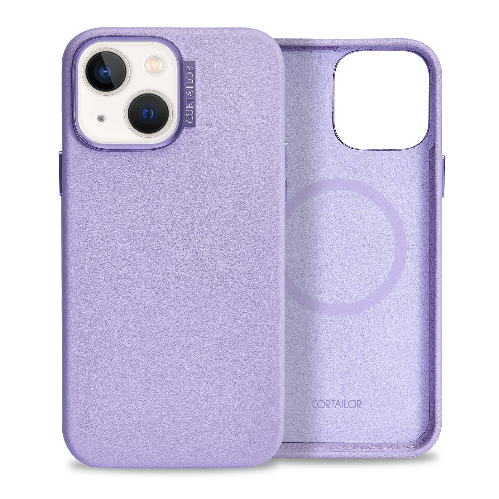 CORTAILOR Leather Case Designed for iPhone 13 Case Compatible with MagSafe Genuine Leather Protective Slim Cover 6.1 Inch, Purple