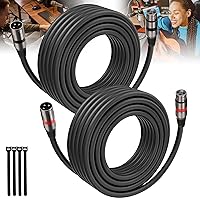 Vista 1 de Cables XLR 25FT/8M 2 paquetes, Cable de Micrófono Balanceado Premium de Servicio Pesado con Conector de Cordón de Micrófono XLR Macho a Hembra de 3