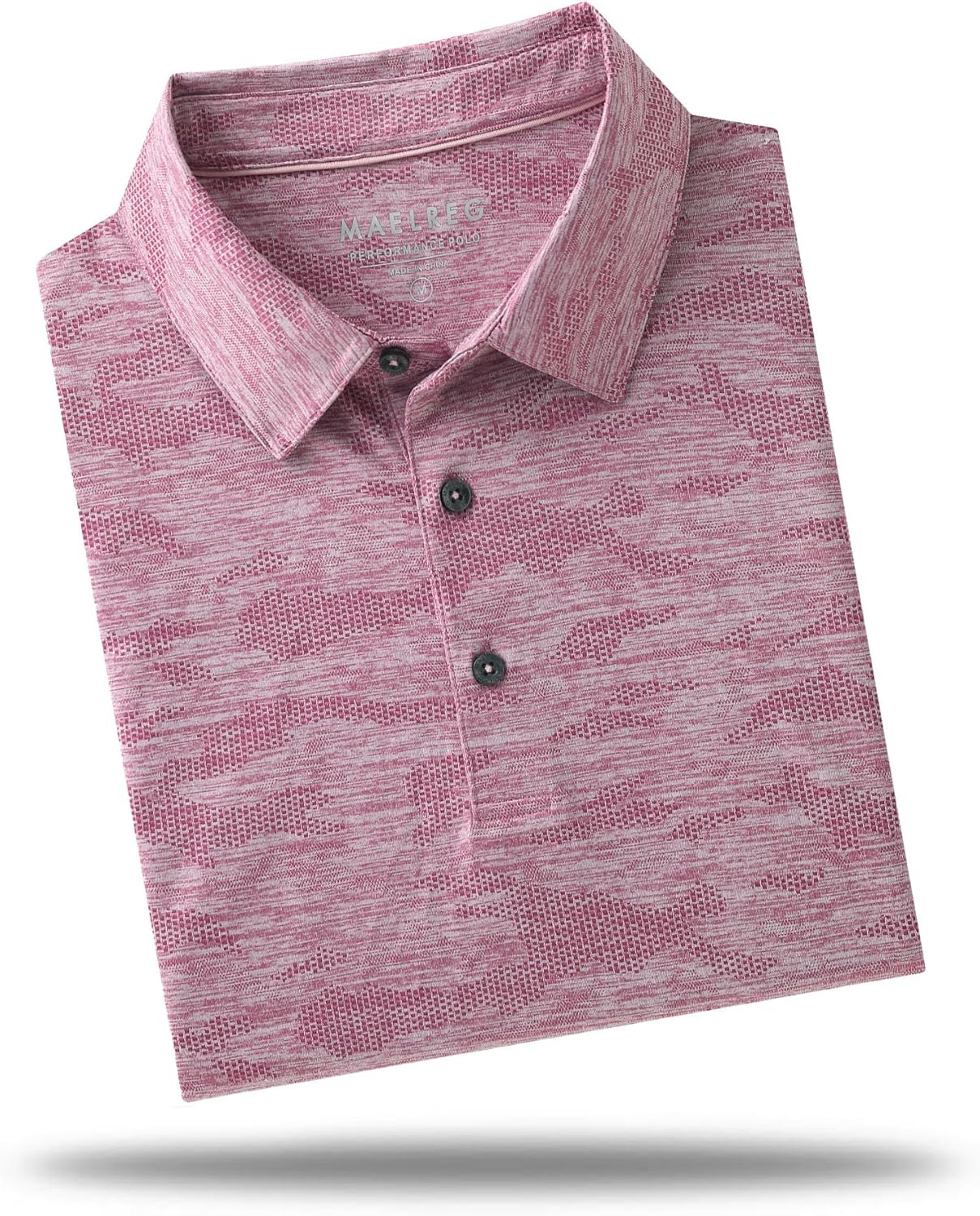 M MAELREG Golf Shirts for Men Short Sleeve Heather Jacquard Textured Stretch Moisture Wicking Performance Mens Polo Shirts
