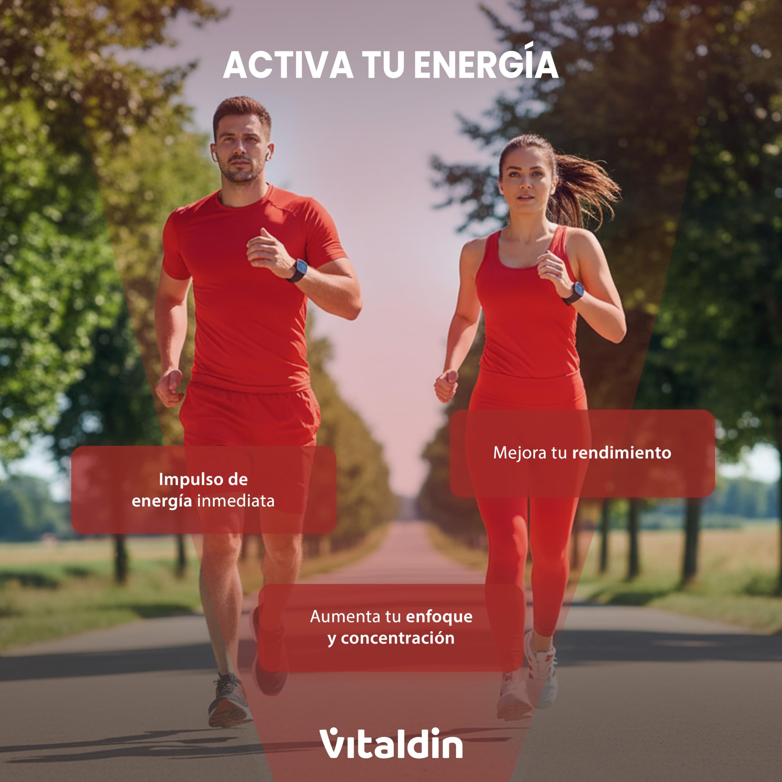 VITALDIN SPORT Power Gummies Caffeine & Taurine – 80 mg Cafeína, 40 mg Taurina por serving + Vitamina B6 – Doypack de 30 Bites de gominola – Sabor frutos rojos – Vegano
