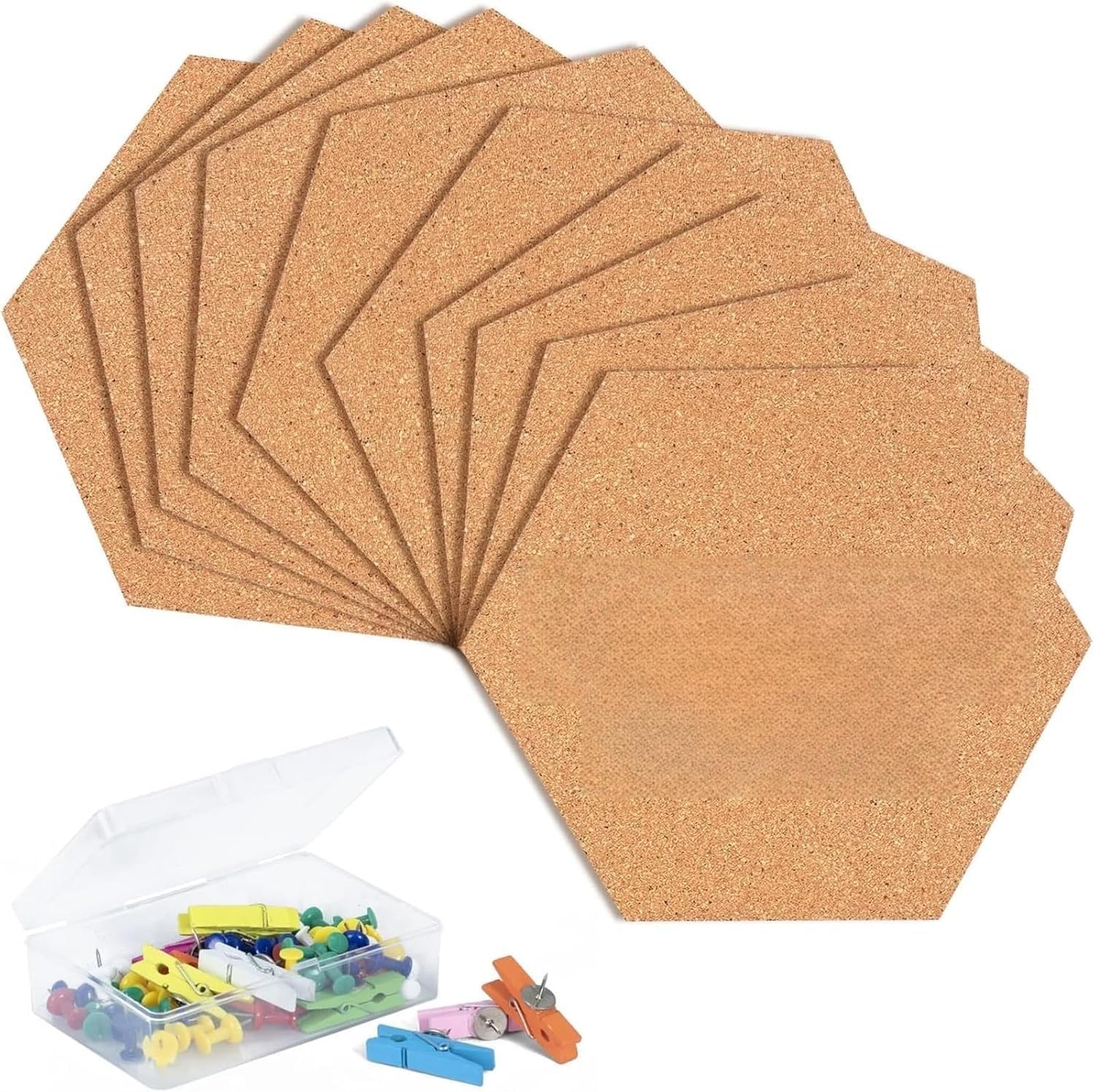 THE WHITE SHOP 10 Pcs Bulletin Board, 1/2 in Hexagon Decorative Display Boards, Thick Self-Adhesive Tiles for Home Office Decor,School Message Board