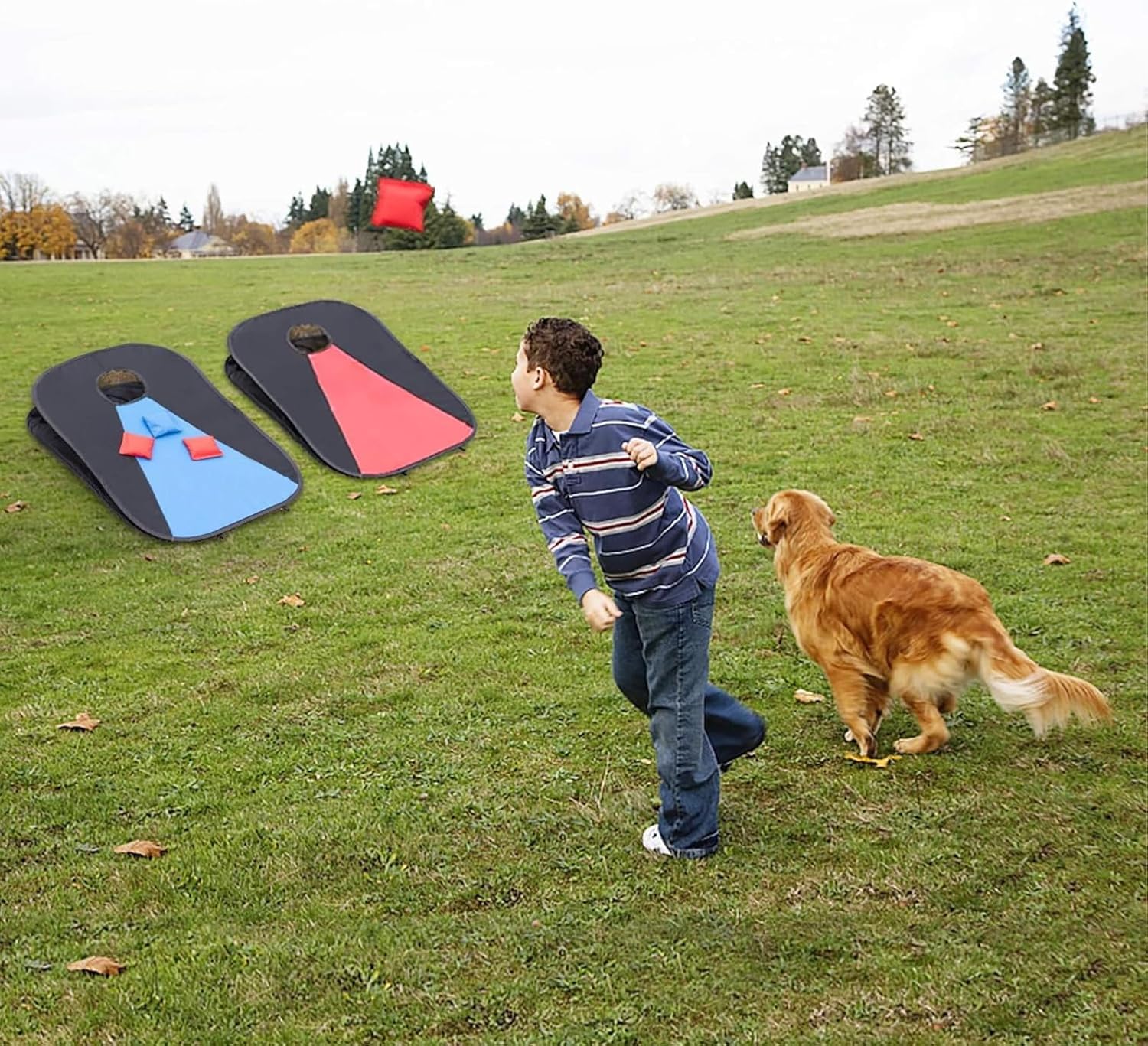 Portable Cornhole Set PVC Framed Corn Holes Outdoor Game Set with 2 Cornhole Boards, 8 Cornhole Bean Bags and Carrying Case, Camping Games Indoor Outdoor for Adults, Travel Camping Accessory view 6