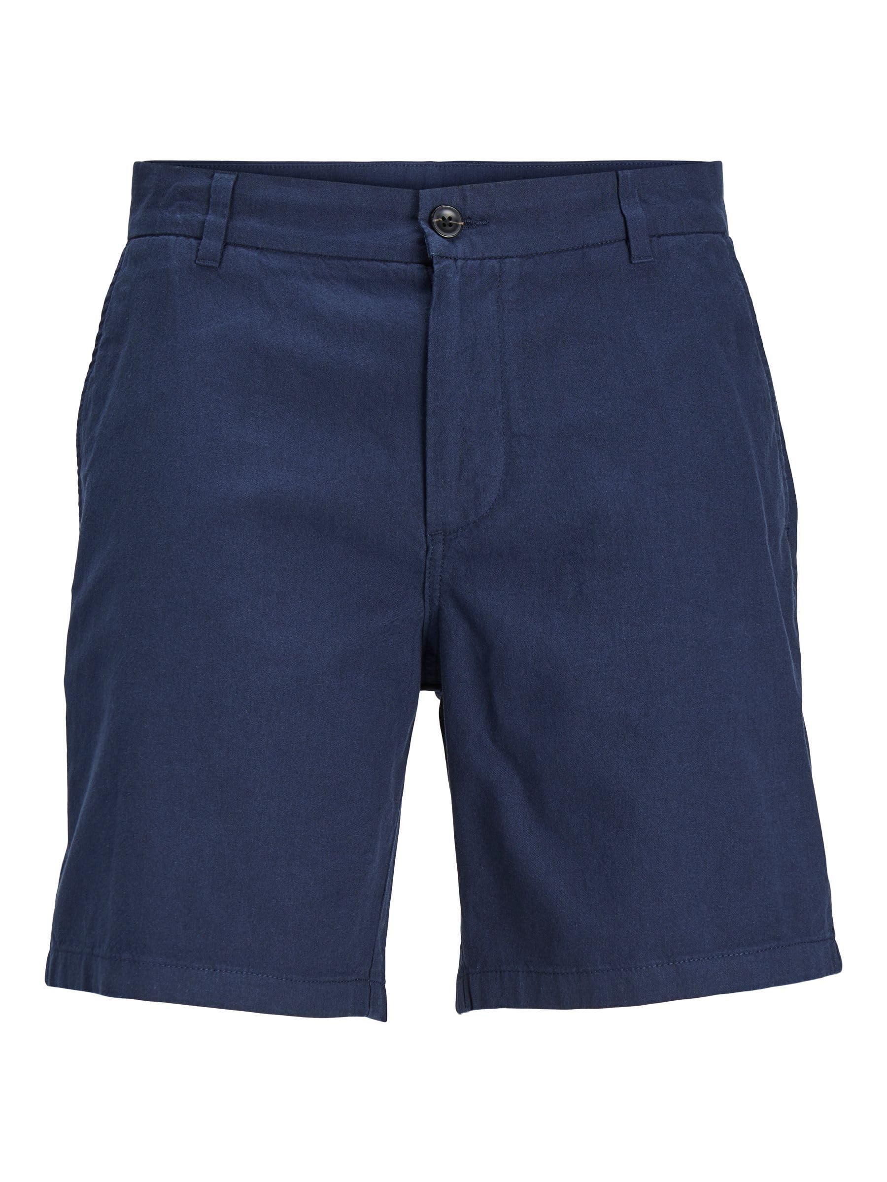 Jack & Jones Men's Stace Blend Chino Shorts Navy In Navy Blazer, Linen, Size M