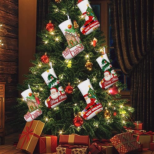 Miniatura 7 de Aodaer 12 medias de arpillera de sublimación de Navidad lisas para colgar en el árbol, chimenea, impresión de transferencia de calor, decoración