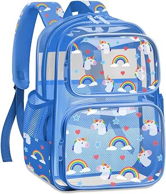 Clear Backpack for Boys and Girls,Kids Clear Backpacks for School,Heavy Duty Transparent Bookbag Stadium Approved