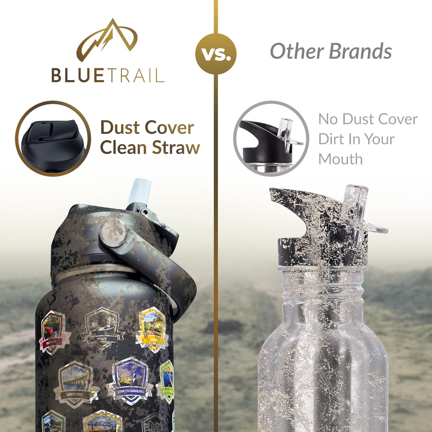 BlueTrail 50 States Water Bottle with Stickers - 32 oz Insulated Stainless Steel, Upgraded Leak-Proof Lid, UV & Waterproof Permanent Stickers, Laser Engraved 50 States of the USA (Black) - Image 5