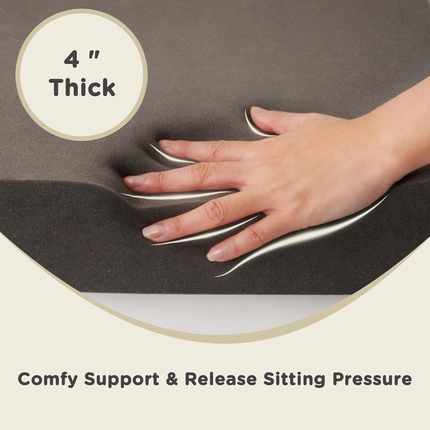 AddGrace 1 Pack 4" x 20" x 20" High Density Upholstery Foam Square Seat Replacement Padding for Dining Chairs, Wheel Chair, Booster Cushion
