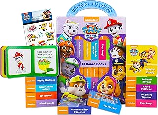Nickelodeon Universe Nick Jr Paw Patrol Board Books Set Girls Toddlers Babies Bundle ~ Pack of 12 Chunky My First Library Board Book Block with Stickers (Paw Patrol Books for Infants)