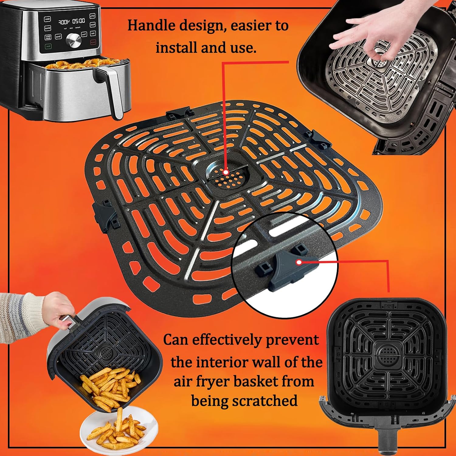 Air Fryer Crisping Plate for Instant Pot Vortex Plus 6 in 1 6QT XL Air Fryer, Premium Air Fryer Grill Plate Pan Rack Tray Insert Grate Grid Shelf for 6QT Instant Air Fryers, Dishwasher Safe