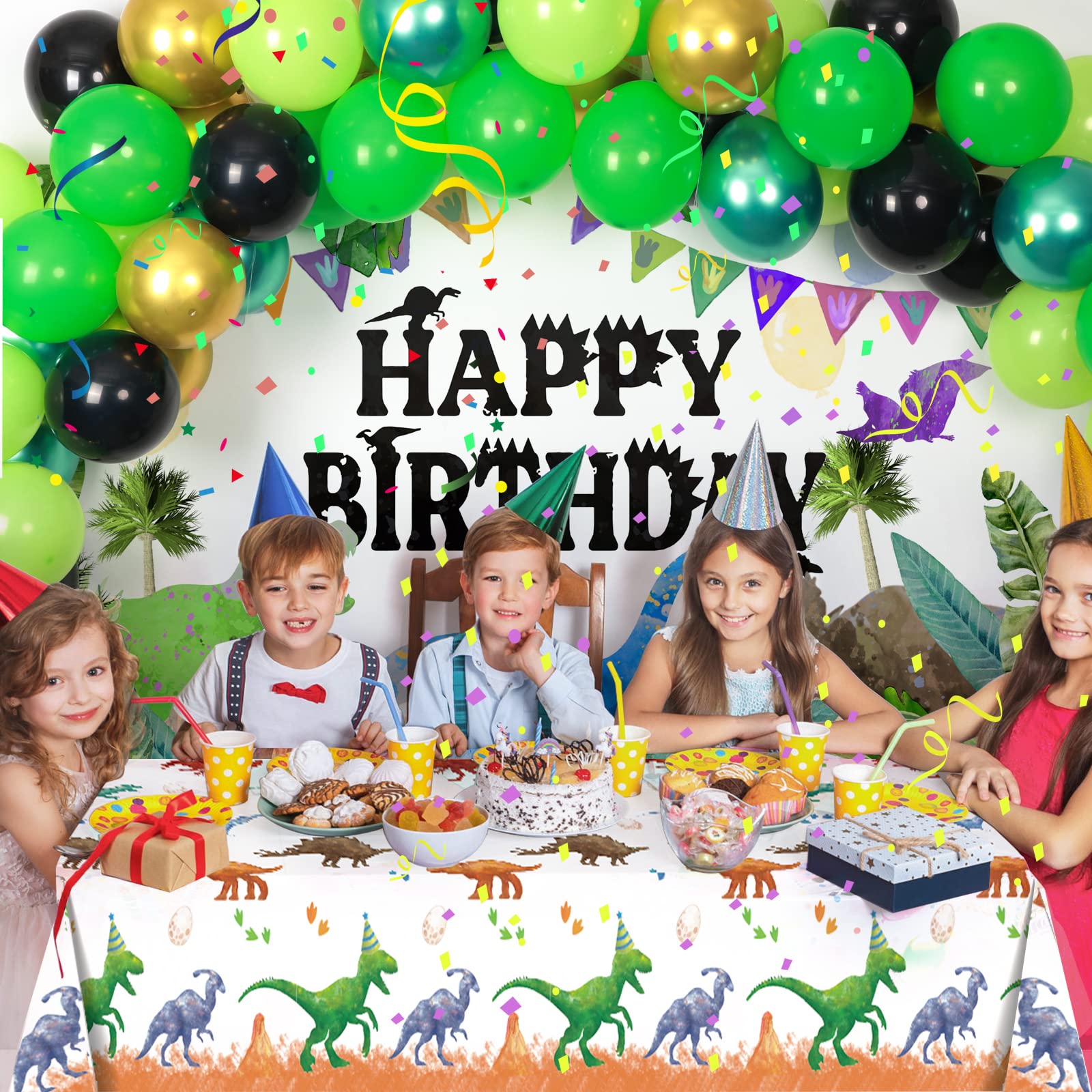 121-Piece Dinosaur Birthday Party Decorations Kit - Foil Balloons & Decor For Kids Dino Theme Parties