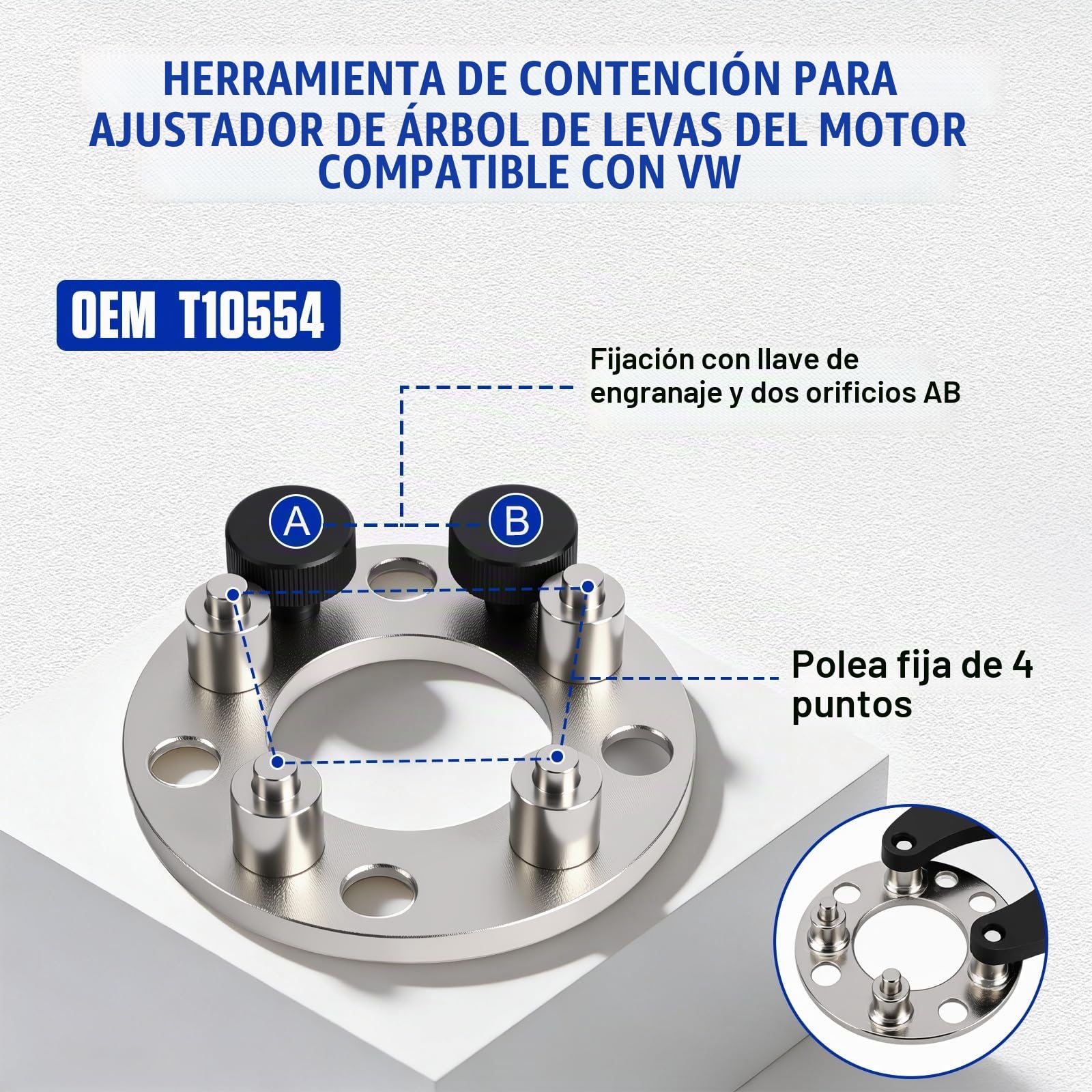 MRCARTOOL Herramientas de Árbol de Levas Automotriz T10172A T10554 Árbol de Levas de Retención Juego de Herramientas Árbol de Levas Cigüeñal Llave para VAG Compatible con V.W con Skoda