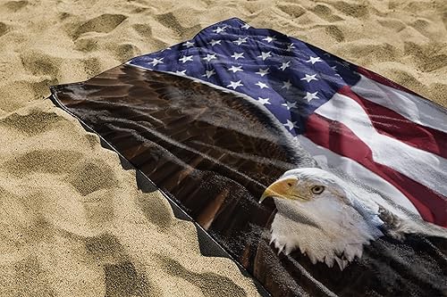 Miniatura 4 de American Eagle - Toalla de playa de microfibra de 30 x 60 pulgadas, sin arena, de secado rápido, para adultos, adolescentes y niños (bandera de