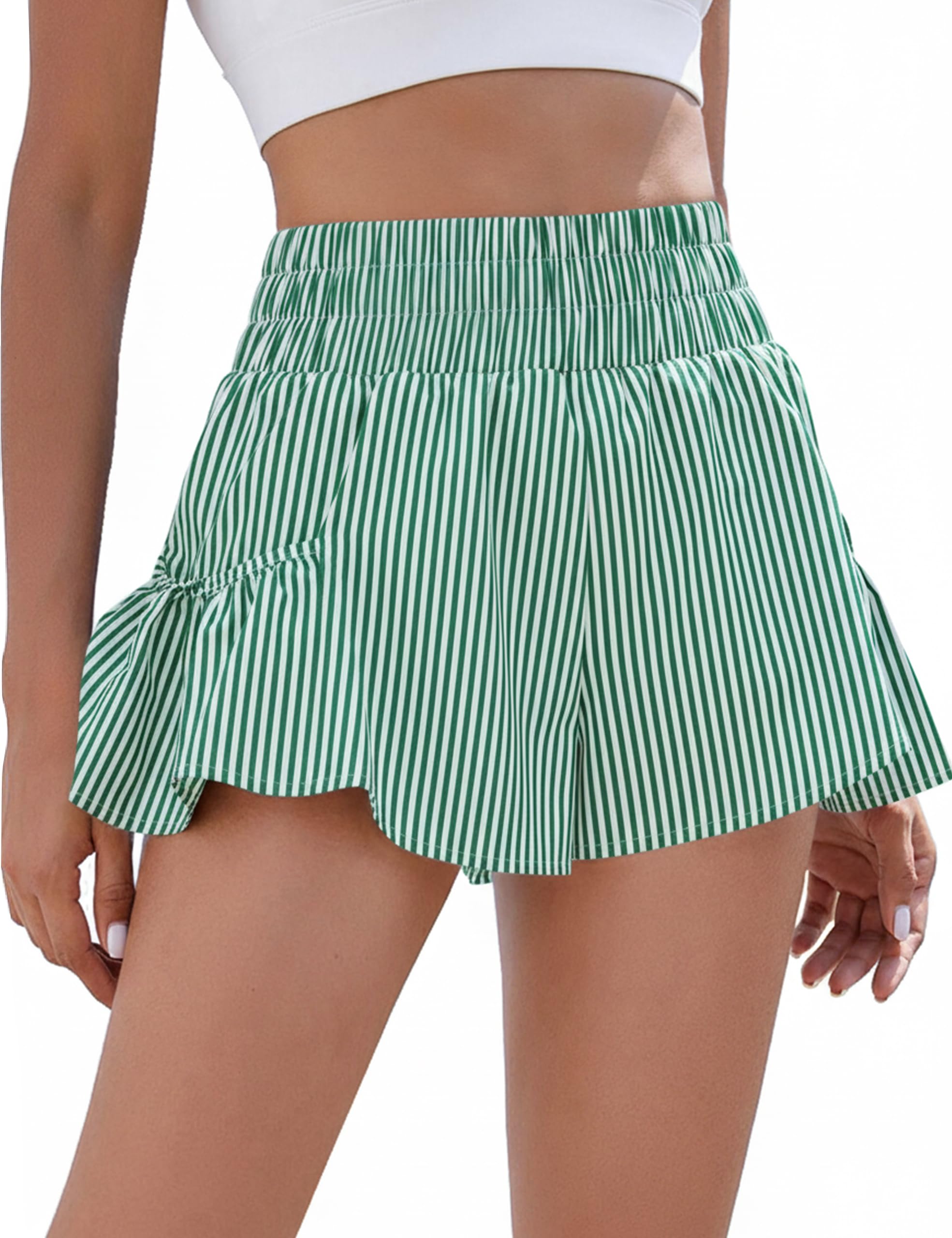 BMJL Women's High Waisted Athletic Shorts, Quick Dry, Pockets, Blue