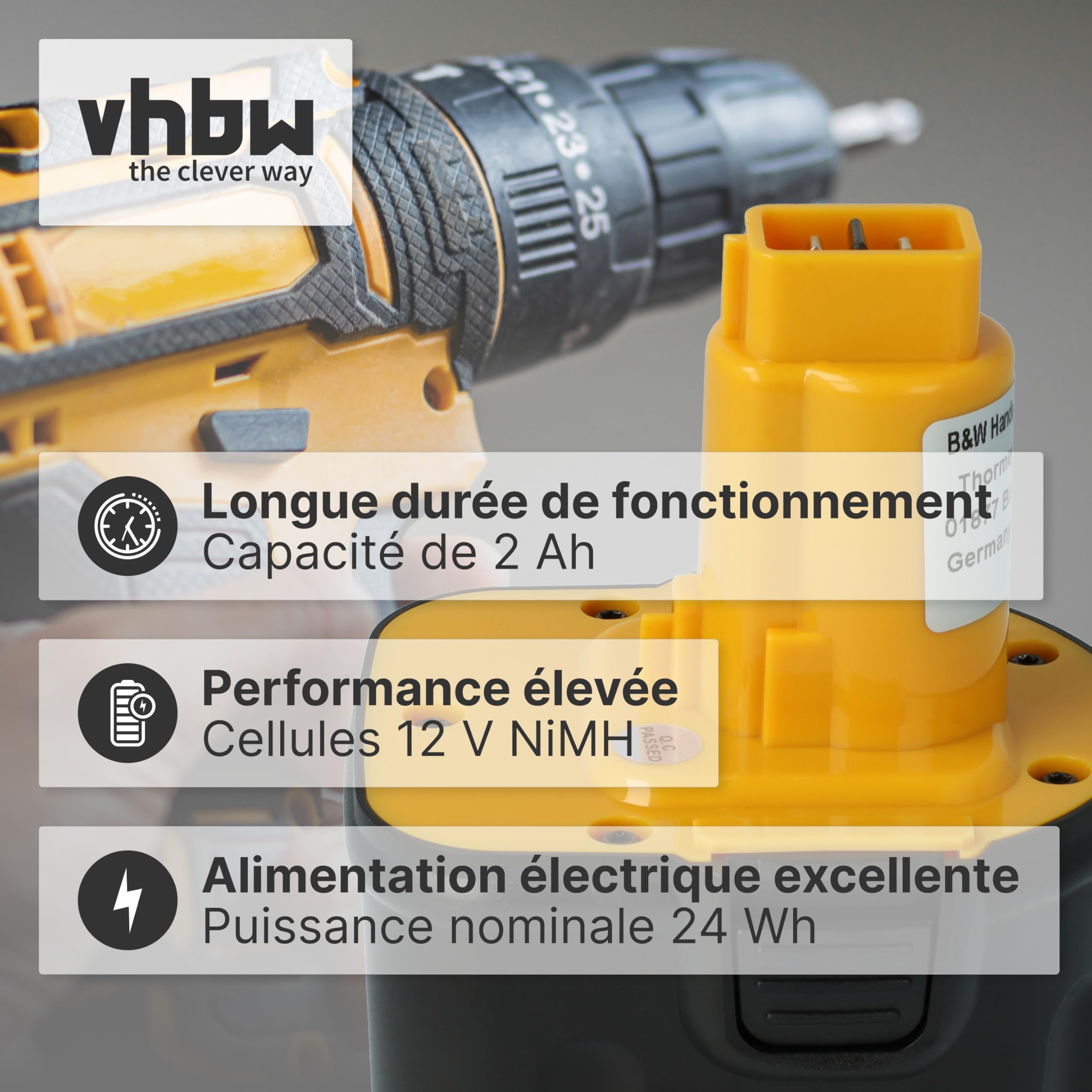 vhbw 2X Batteries Compatible avec Dewalt DW979K2-BR