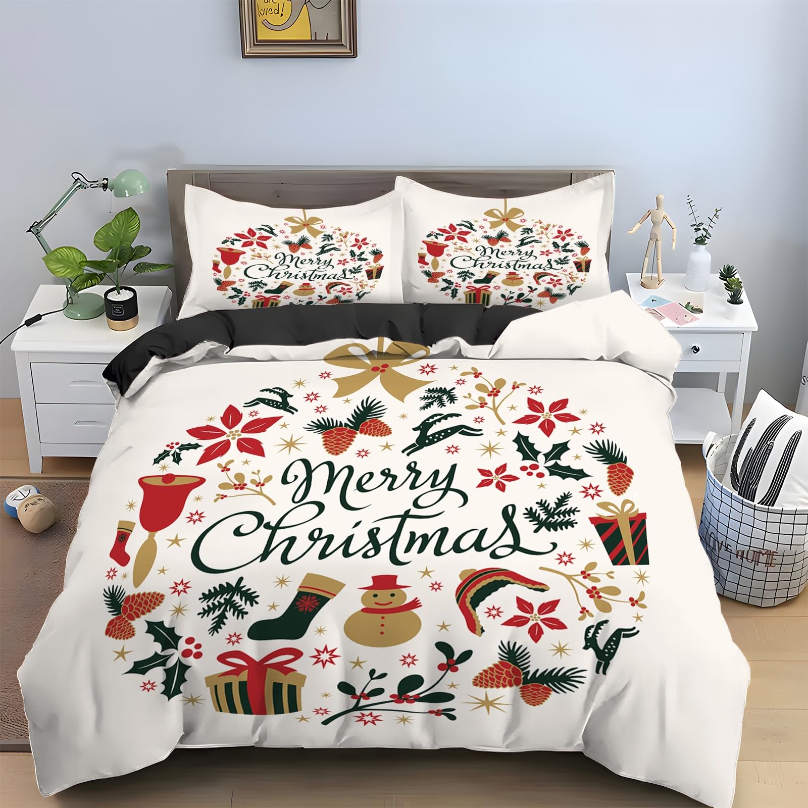 Ensemble de literie 3 pièces de Noël 240x260 en microfibre douce premium