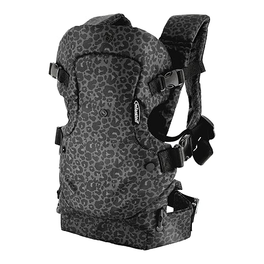 Infantino Flip Advanced 4-in-1 Baby Carrier - Ergonomic, Convertible, Face-in and Face-Out Front and Back Baby Carrier for Newborn to Toddler 8-32 lbs, Black & Gray Leopard