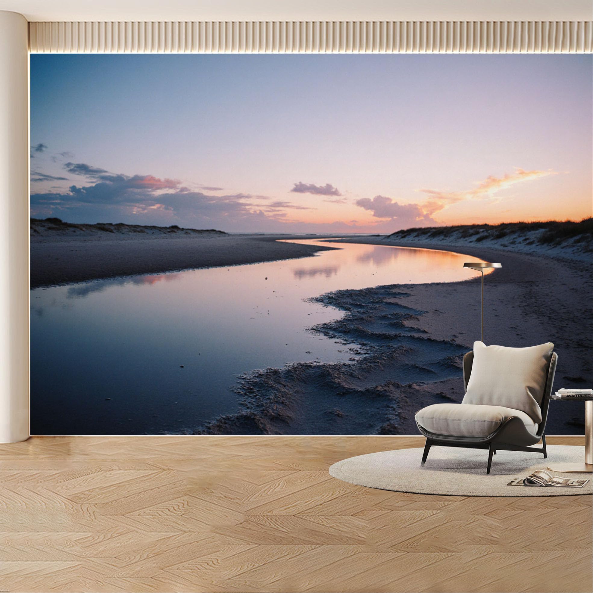 Custom Wall Mural Wallpaper Ocean Beach Landscape 3D Effect Wall Decor Sunset Misty Removable SelfAdhesive Large Photo for Living Room， Bedroom， Office