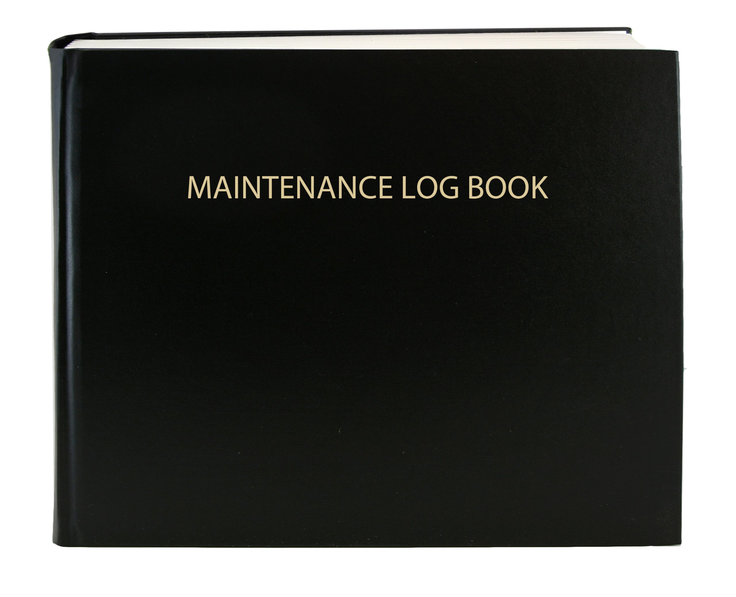 BookFactory Libro de registro de mantenimiento negro, 120 páginas de 9 x 7 pulgadas, tapa de piel sintética negra, tapa dura cosida (fabricado en Estados Unidos)