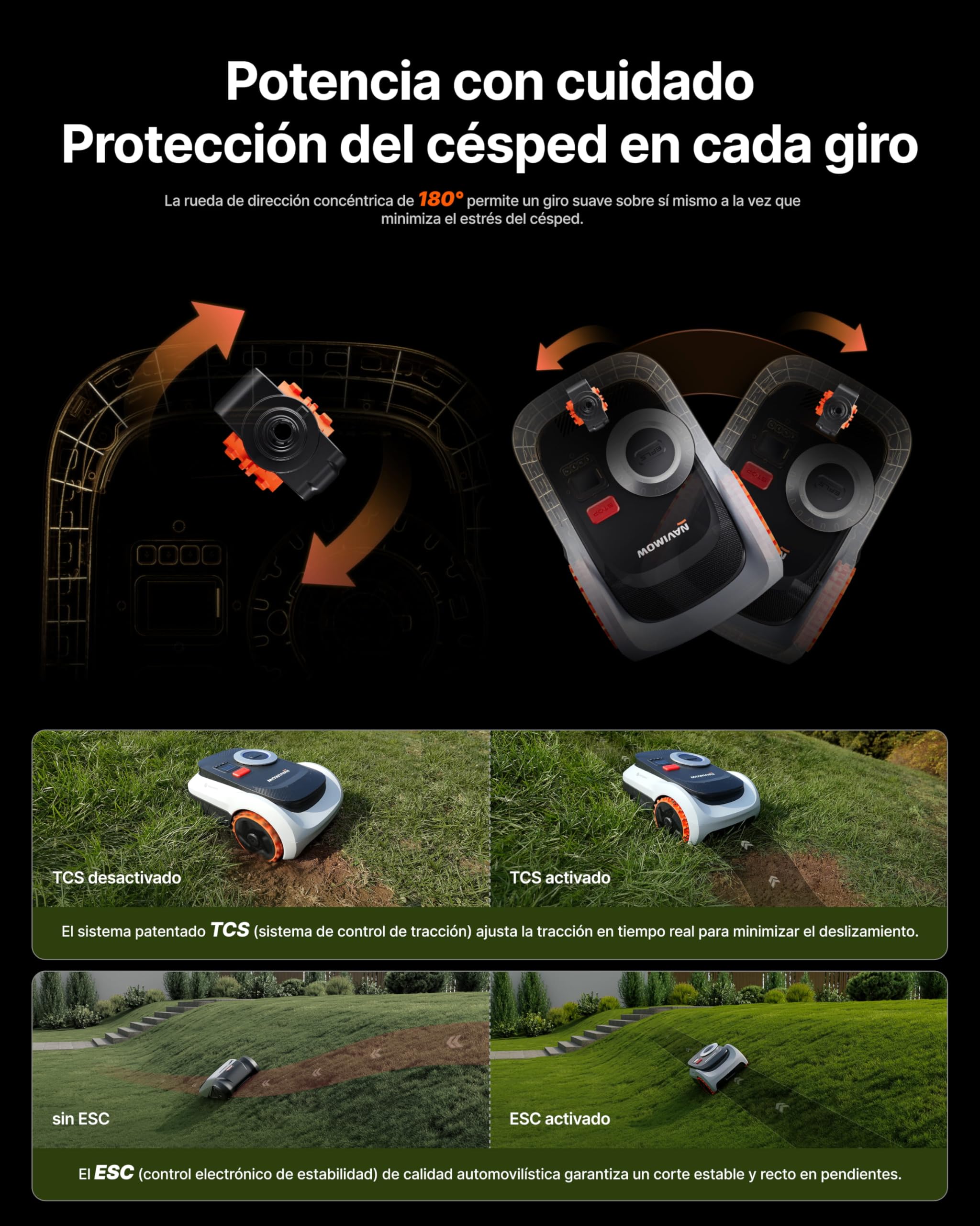 Segway Navimow i220 LiDAR Pro Robot cortacésped con Garage M, LiDAR + Visión + Red RTK, Xero-Turn AWD, mapeo automático, Tracción Integral para Pendientes del 55%, Rec. 2000 m² (Envío por Separado)