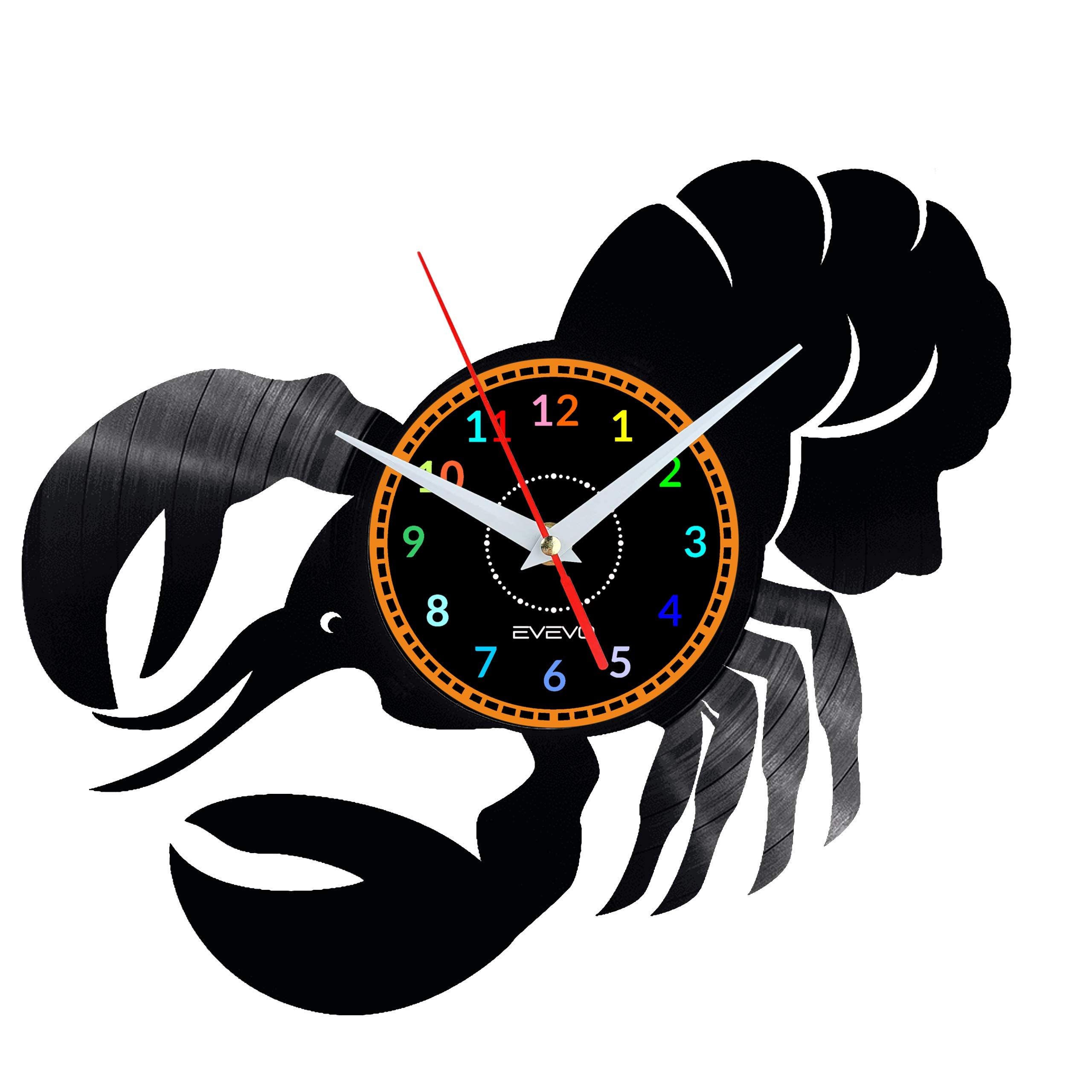 Horloge Murale Vinyle Homard Cadeau Amoureux de la Mer Déco Cuisine Rétro Vintage W0279