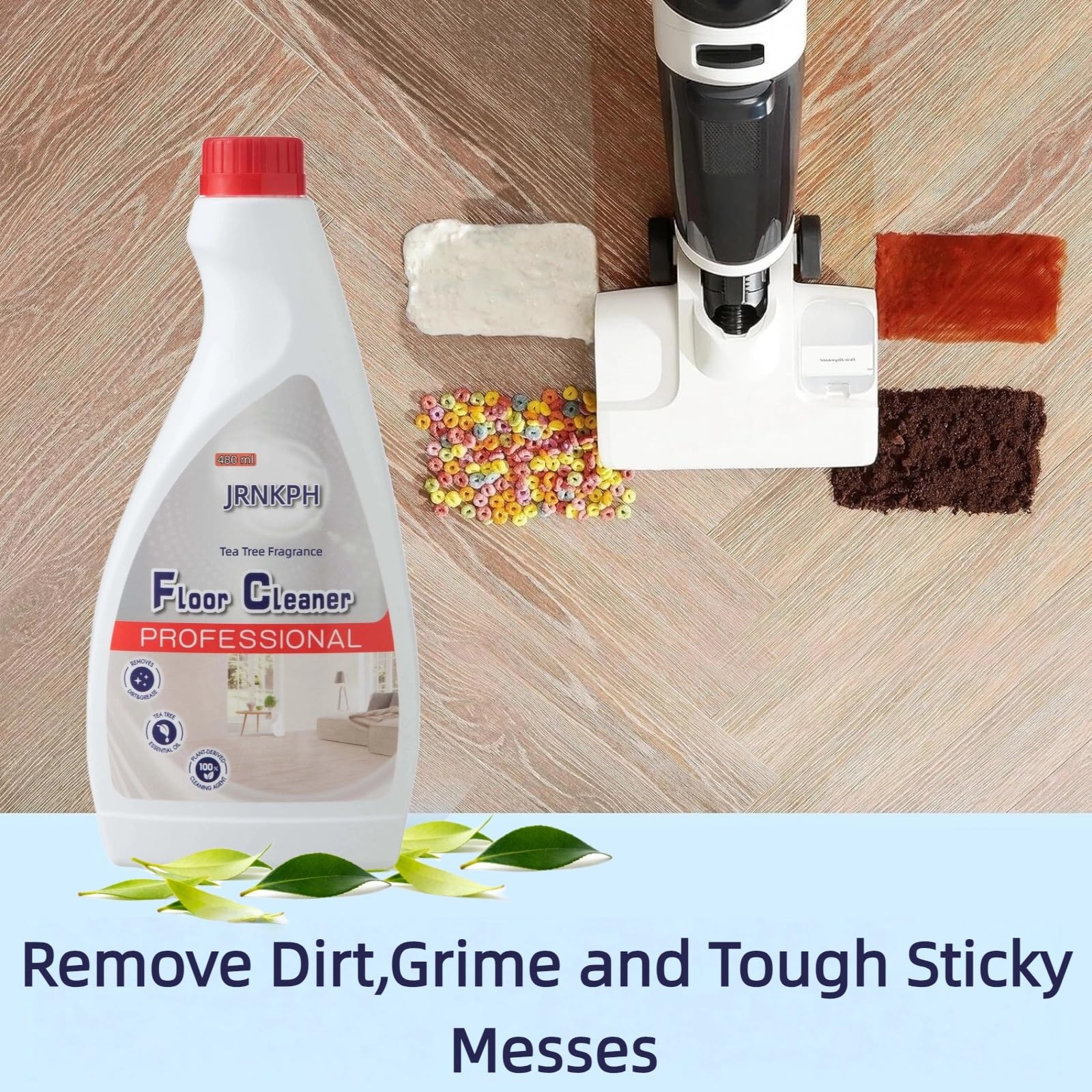 Soluzione detergente per robot lavapavimenti 480 ml x 3 confezioni - Compatibile con Roborock® Q5/Q7/Q8/S7/S8/Qrevo, aspirapolvere senza fili, profumo di melaleuca, bassa schiumosità