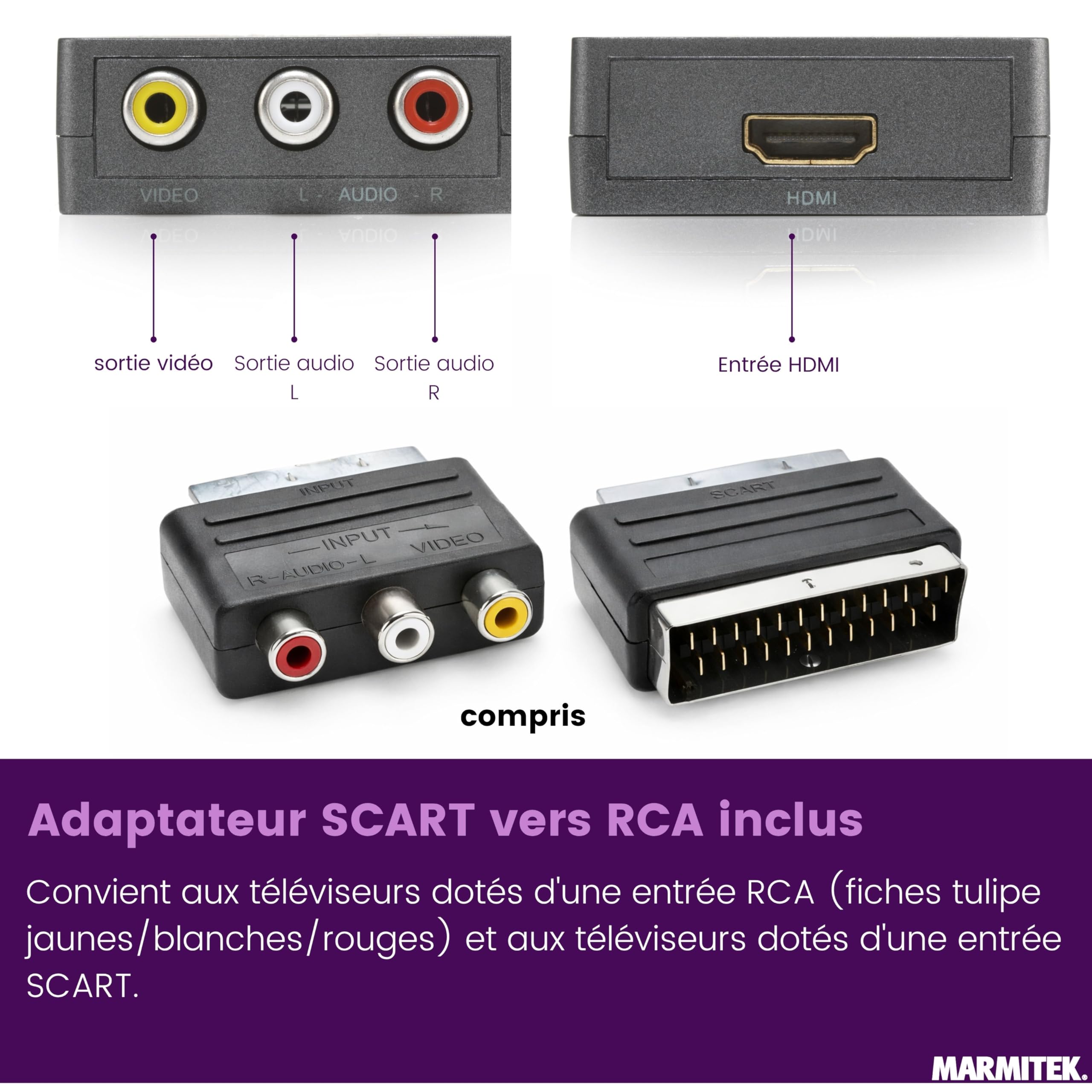 Marmitek Connect HA13 - Adaptateur HDMI vers SCART RCA Composite 1080p