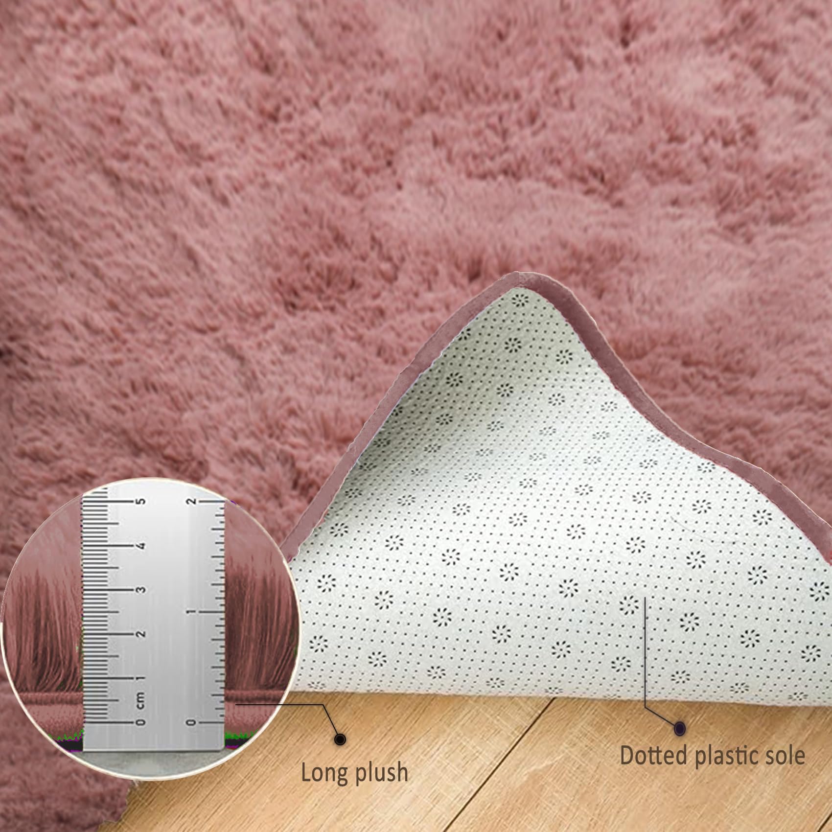 Alfombra Dormitorio 190 x 320 cm, Lavable Antideslizante, Resistente, Grandes Tamaños, Lavable en Lavadora, Alfombra Relax para Salón, para Dormitorio, Rosa Oscuro