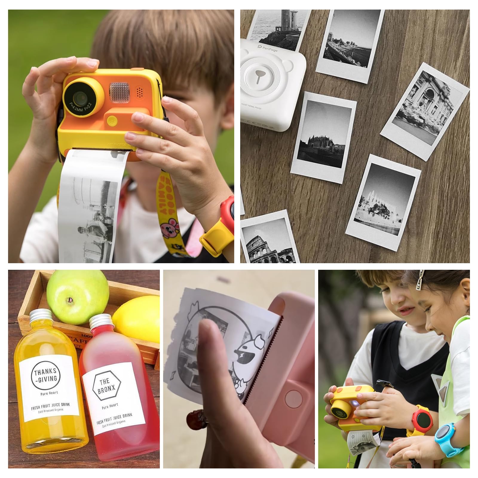 Papier Thermique Rouleau 5,7 cm pour Appareil Photo Enfant, Rouleaux Imprimante Thermique