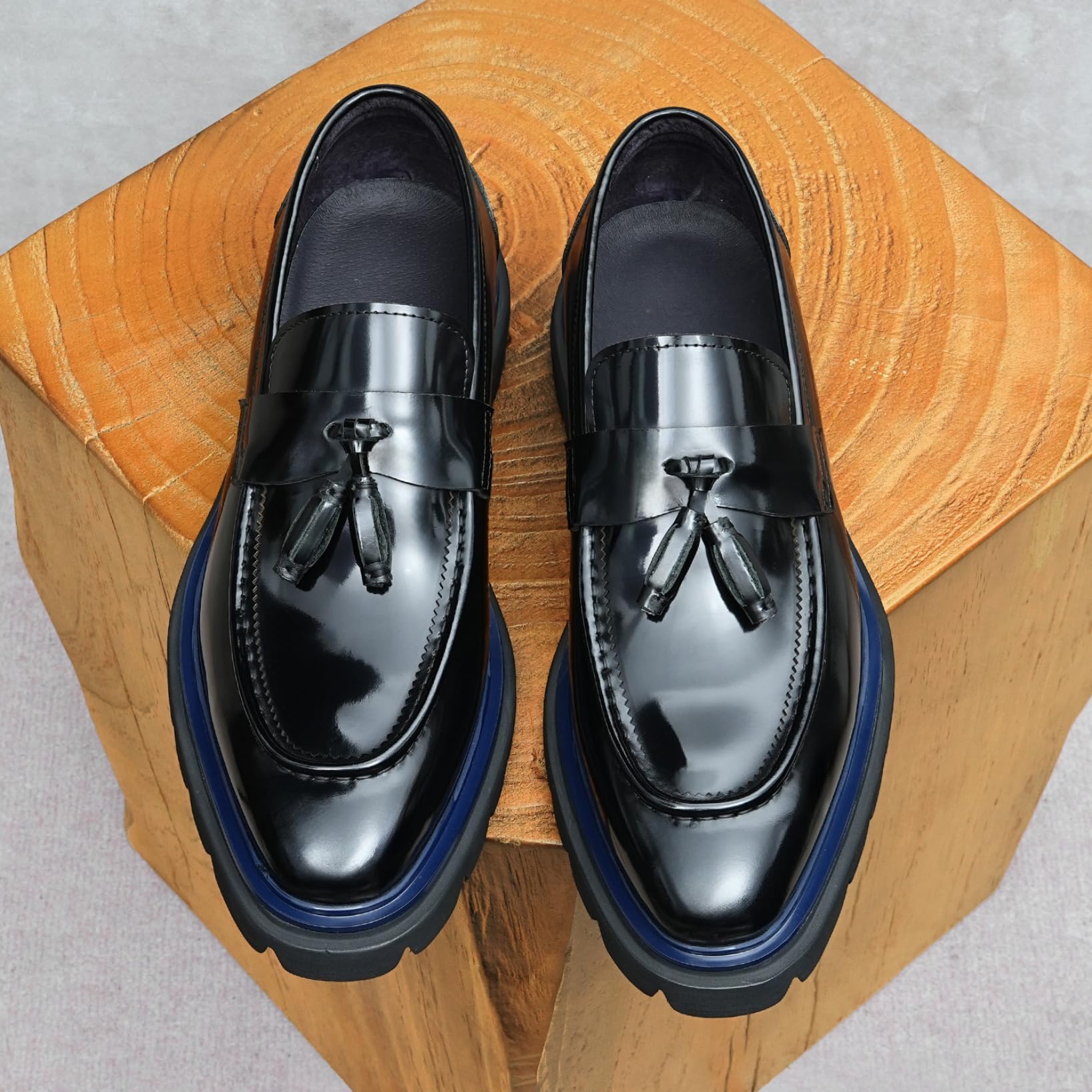Genérico Mocasines Hombre con Borlas Elegantes Mocasines Hombre Business Casual Zapatos Elegantes Hombre Suela Gruesa Premium para Oficina Viajes Y Eventos