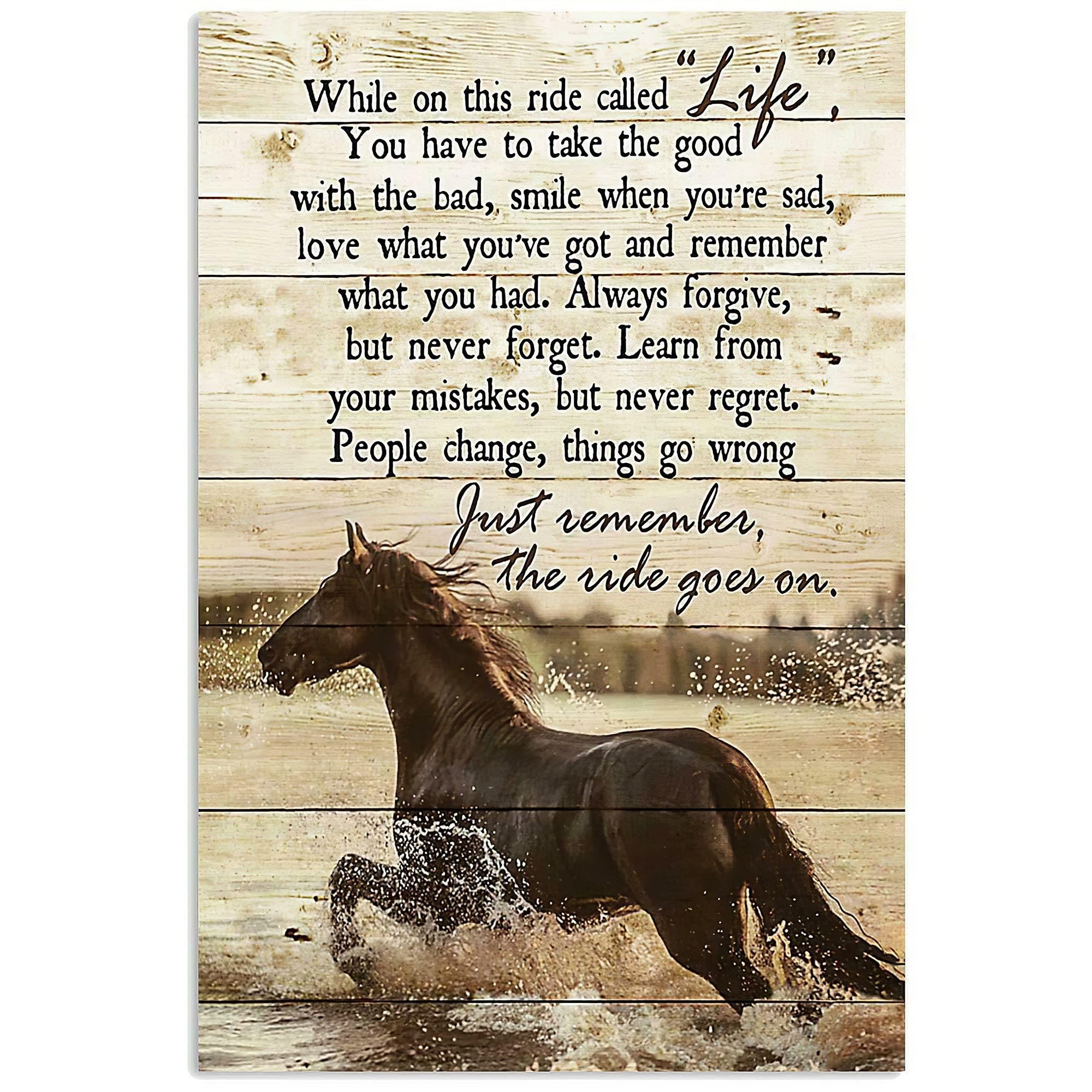 Horse The Ride Goes On Cowgirl Home Poster Metal Sign Birthday Gift Wall Decor Poster Metal Sign 8X12 Inches
