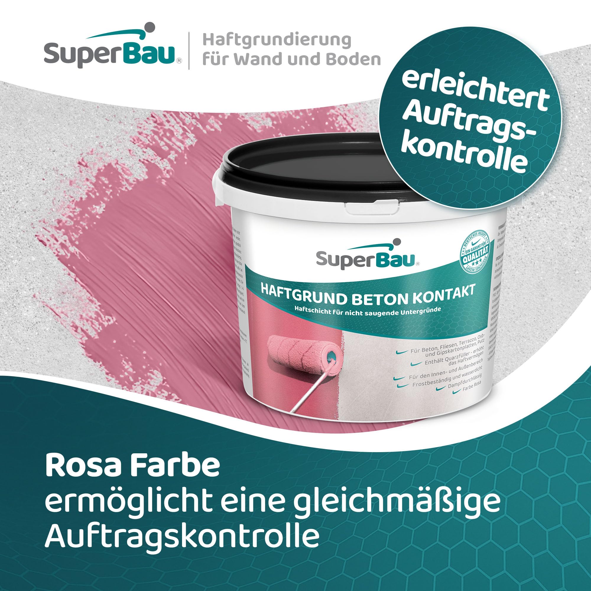 BETON KONTAKT 25kg (≈85m²) Haftgrundierung mit Quarzsand – Haftgrund für Beton, Putz & Fliesen, rosa Haftbrücke für glatte, nicht saugende Untergründe, innen & außen