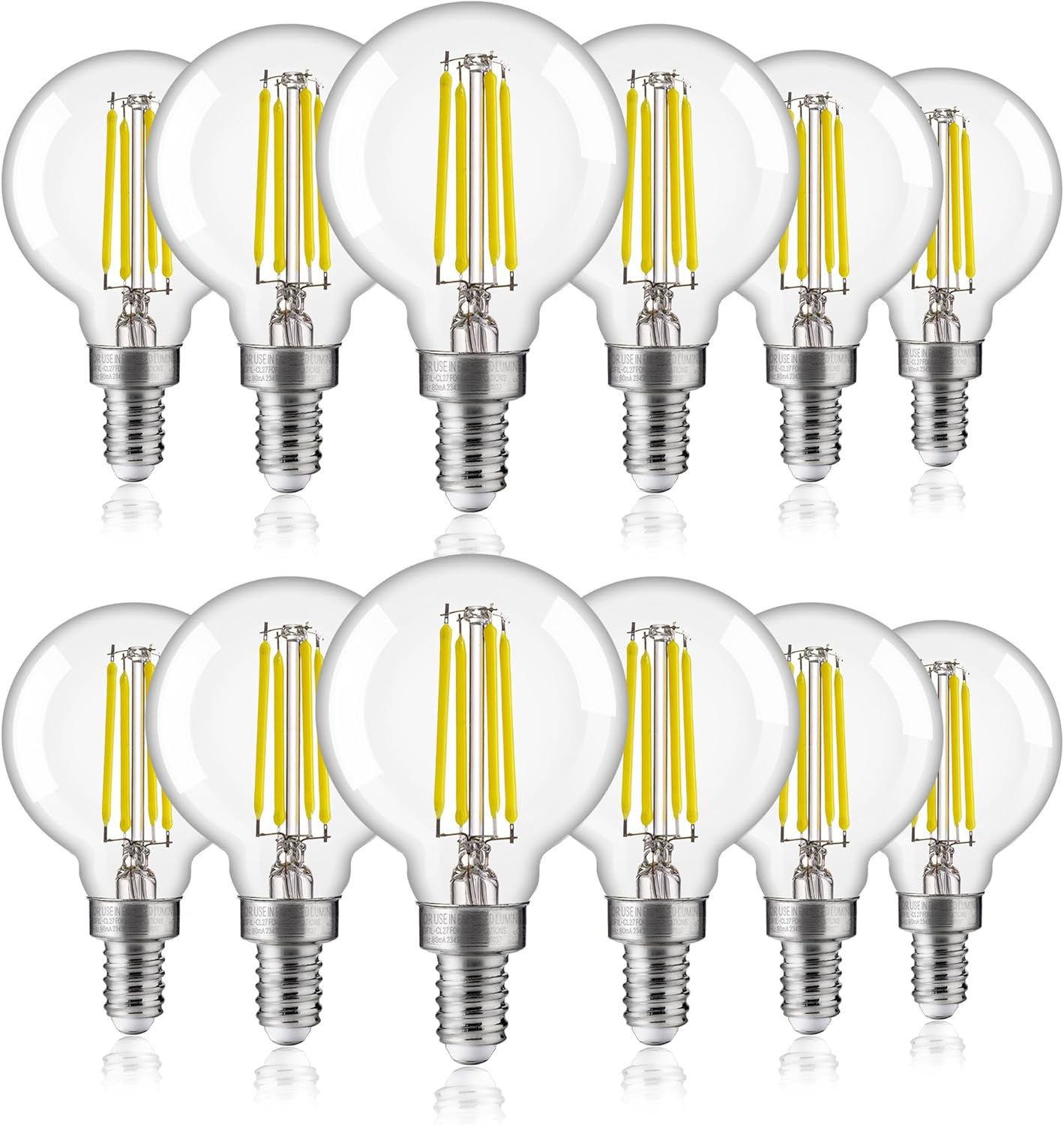 ALAMPEVER G16.5 LED Light Bulb, Dimmable E12 LED Bulb 60W Equivalent, 550LM Small Globe Light Bulb for Vanities, Chandeliers, Ceiling Fans, Wall Sconces, 5000K Daylight White, 12 Pack