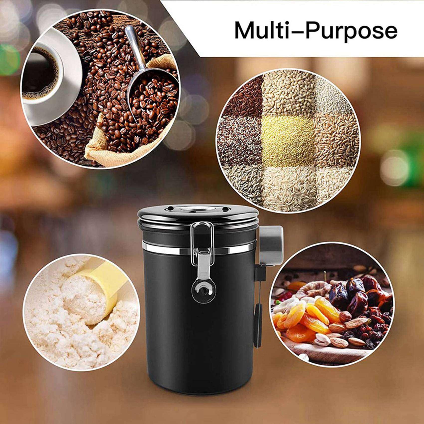 Lot de 2 boîtes à café hermétiques - 500 g - 1,8 l - Avec boîte de rangement pour café en poudre, thé, cacao