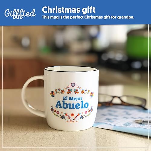 Miniatura 5 de Triple Gifffted Taza de café del mejor abuelo del mundo, El Mejor Abuelo Ideas de regalos en español para Navidad, Día del Padre, Navidad,
