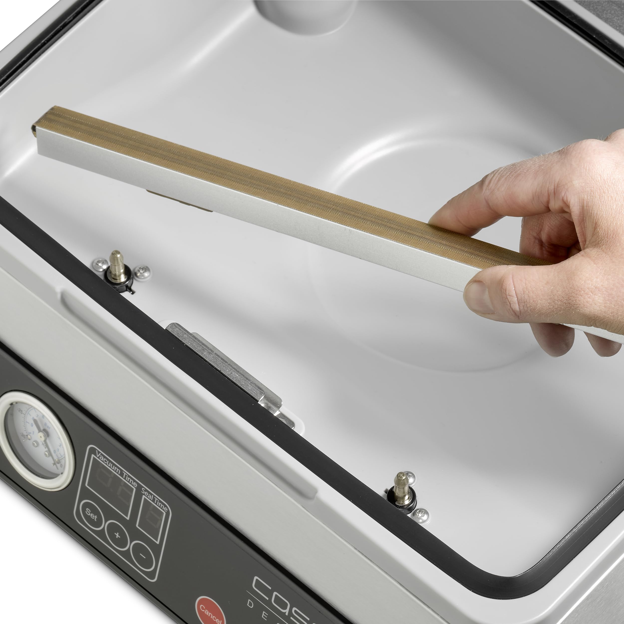 CASO VacuChef 50 odkurzacz komorowy ze stali nierdzewnej, 70 l/min, 4 komory, podwójne spawanie (2 mm), funkcja marynowania, z 30 workami uszczelniającymi, uszczelka zapasowa i wąż próżniowy