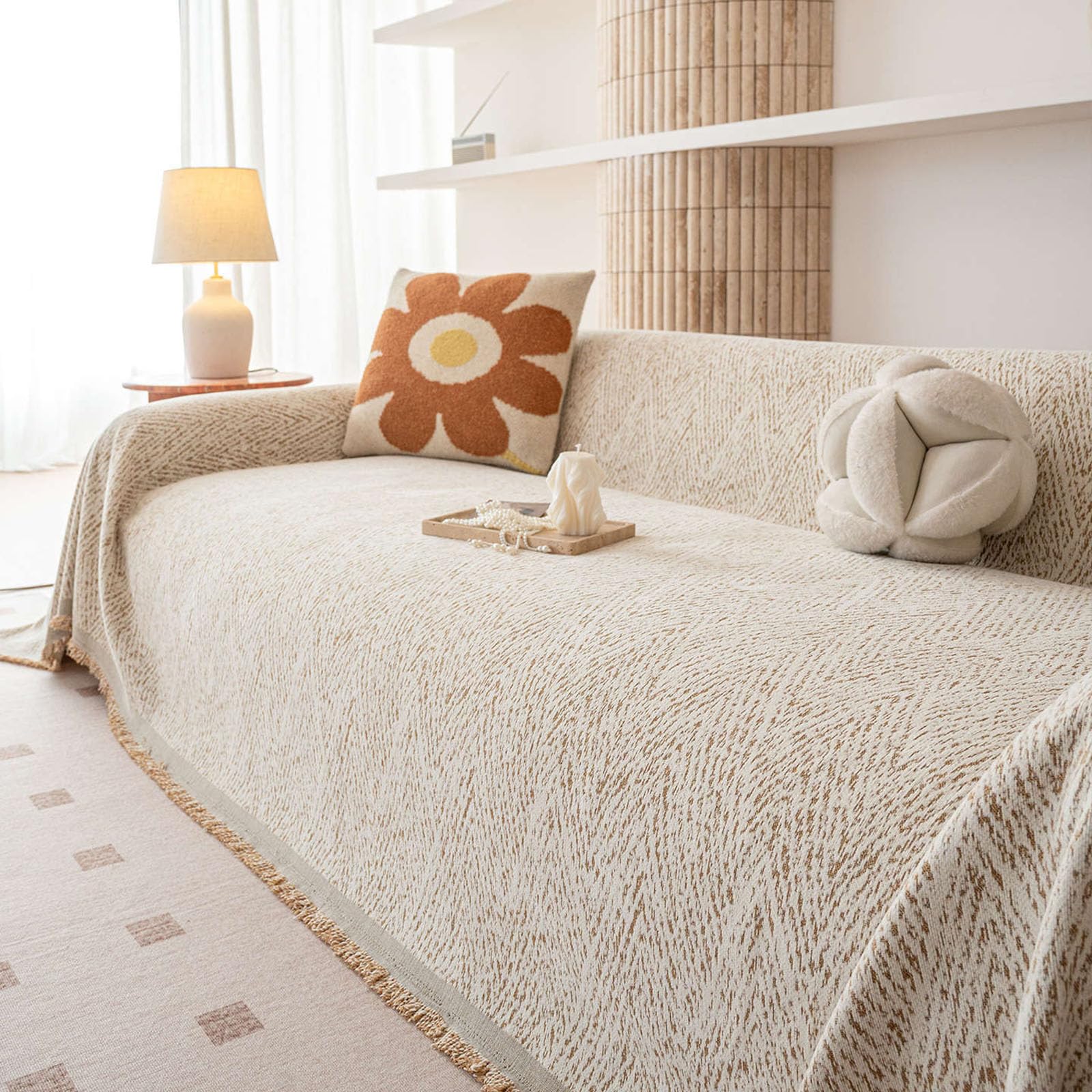 Housse de canapé en chenille anti-griffes pour un salon chaleureux en automne-hiver