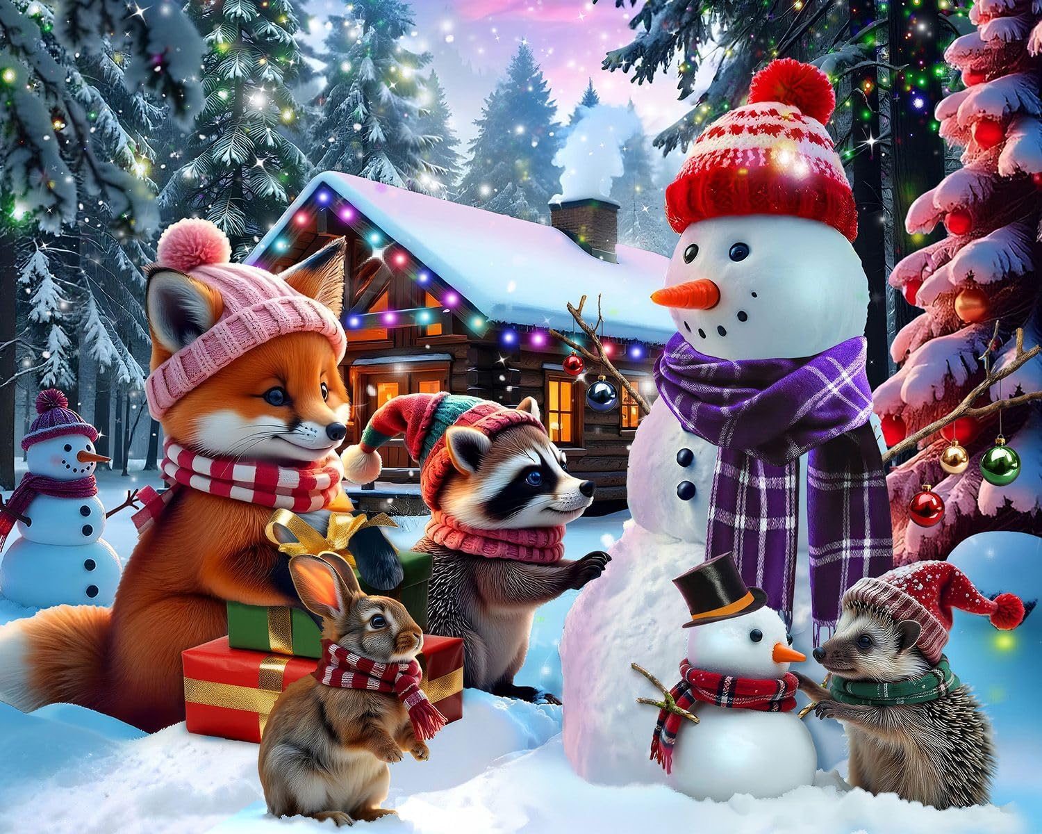 Springbok Christmas Cabin 500 Piece Jigsaw Puzzle for Adults or Children Designed for Holiday Fun- Made in The USA with Precision fit Pieces for a Great Puzzling Experience