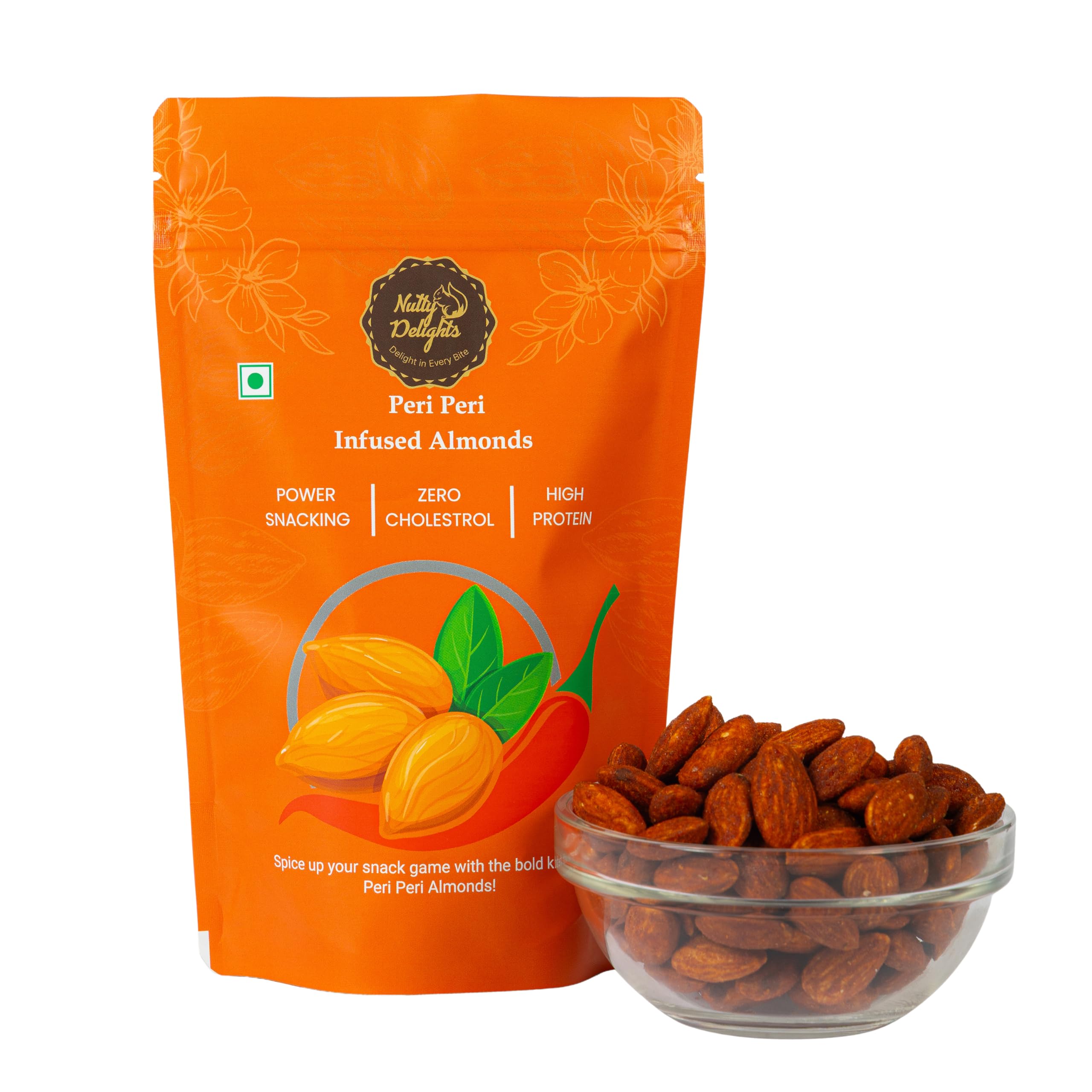 Nutty Delights Peri Peri Almonds - 200g- Nutritious & Delicious, | Power Snacking, | Zero Cholesterol,| High Protein,| Masala Badam,| Healthy Snack (Pack Of 1)-image-3