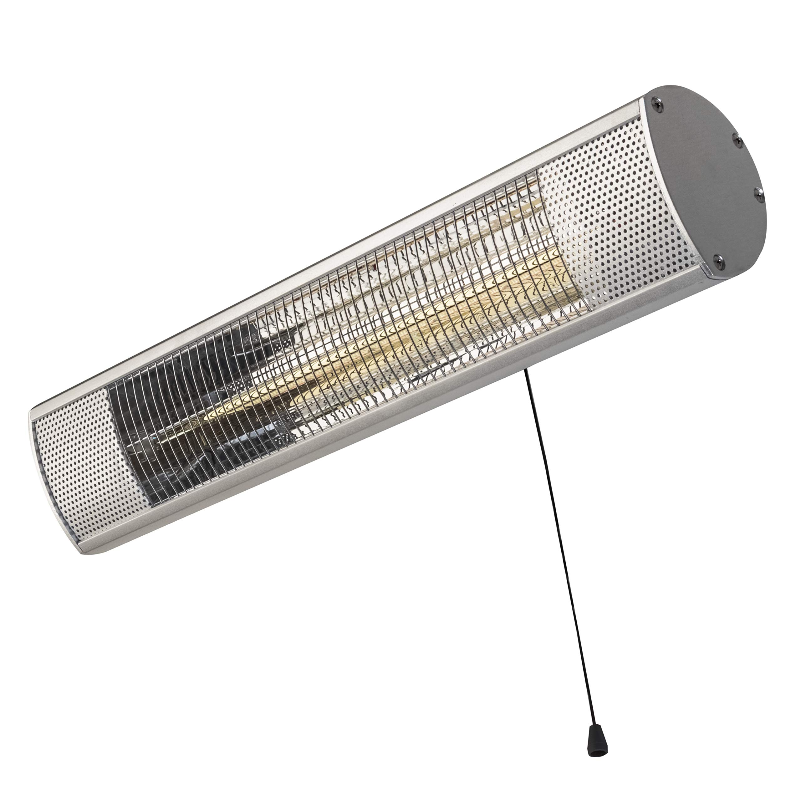 Bimar HR305 Stufa elettrica da esterno da 2000W, Stufetta alogena Elettrica Radiante a Parete con Kit Incluso, Orientabile 0-90 Gradi, Accensione a Corda Inclusa, Riscaldamento per esterno, Istantaneo