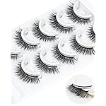 Waterproof Self Adhesive Eyelashes, 5 Pairs Natural Look Stick on False Eyelashes, Cat Eye Style 6-12mm Pre Glued Lashes, No Glue Needed, Wispy Glueless Lashes Reusable by Obeyalash (6D07)