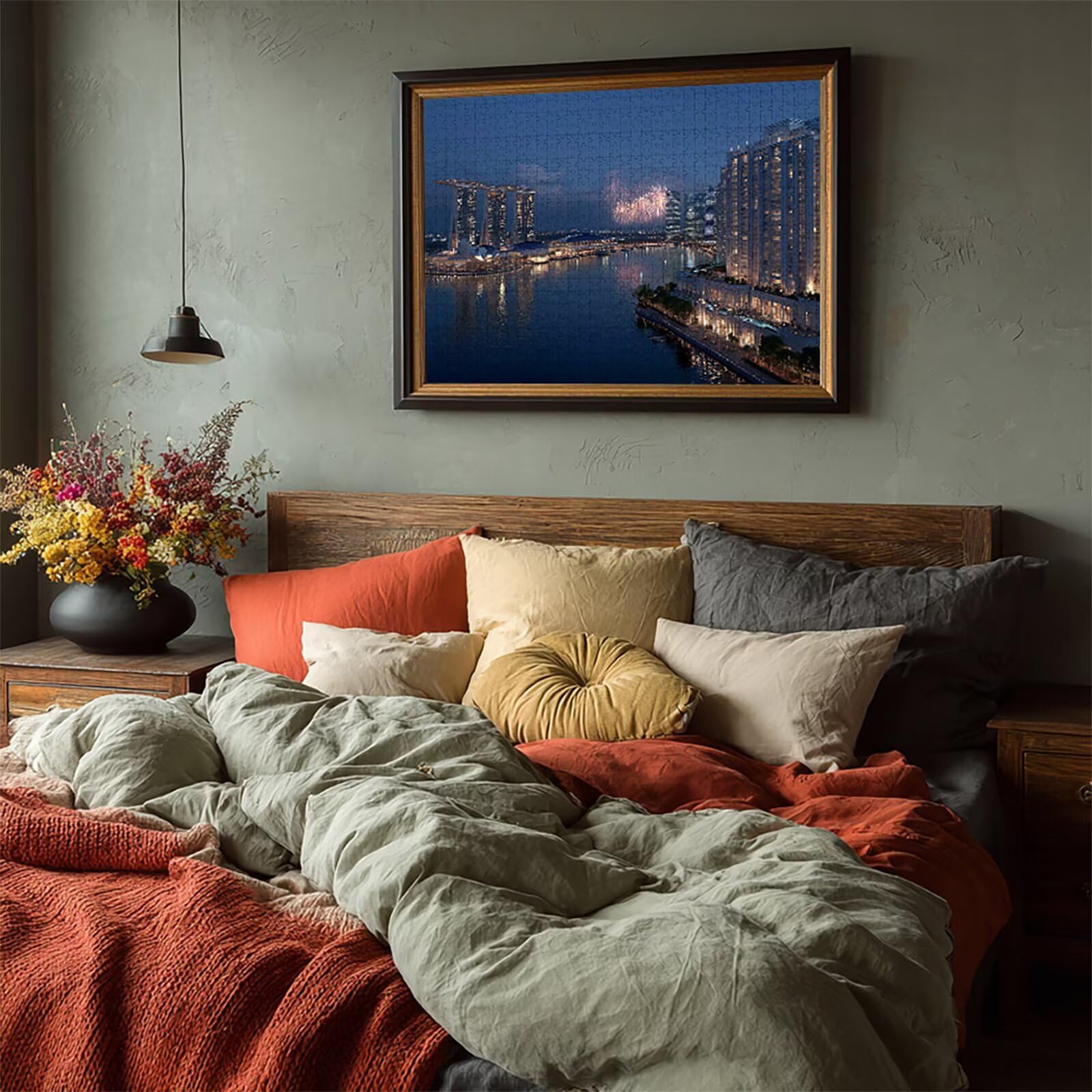 Drewniane Puzzle Miasto, Nocny Widok Puzzle 5000 Sztuk Dla Dorosłych Z Compact Box 156 x 105 cm, Wyzwanie Puzzle, Kreatywne Gry Puzzle Dla Mężczyzn Kobiet, Letnia Dekoracja, 1-1004
