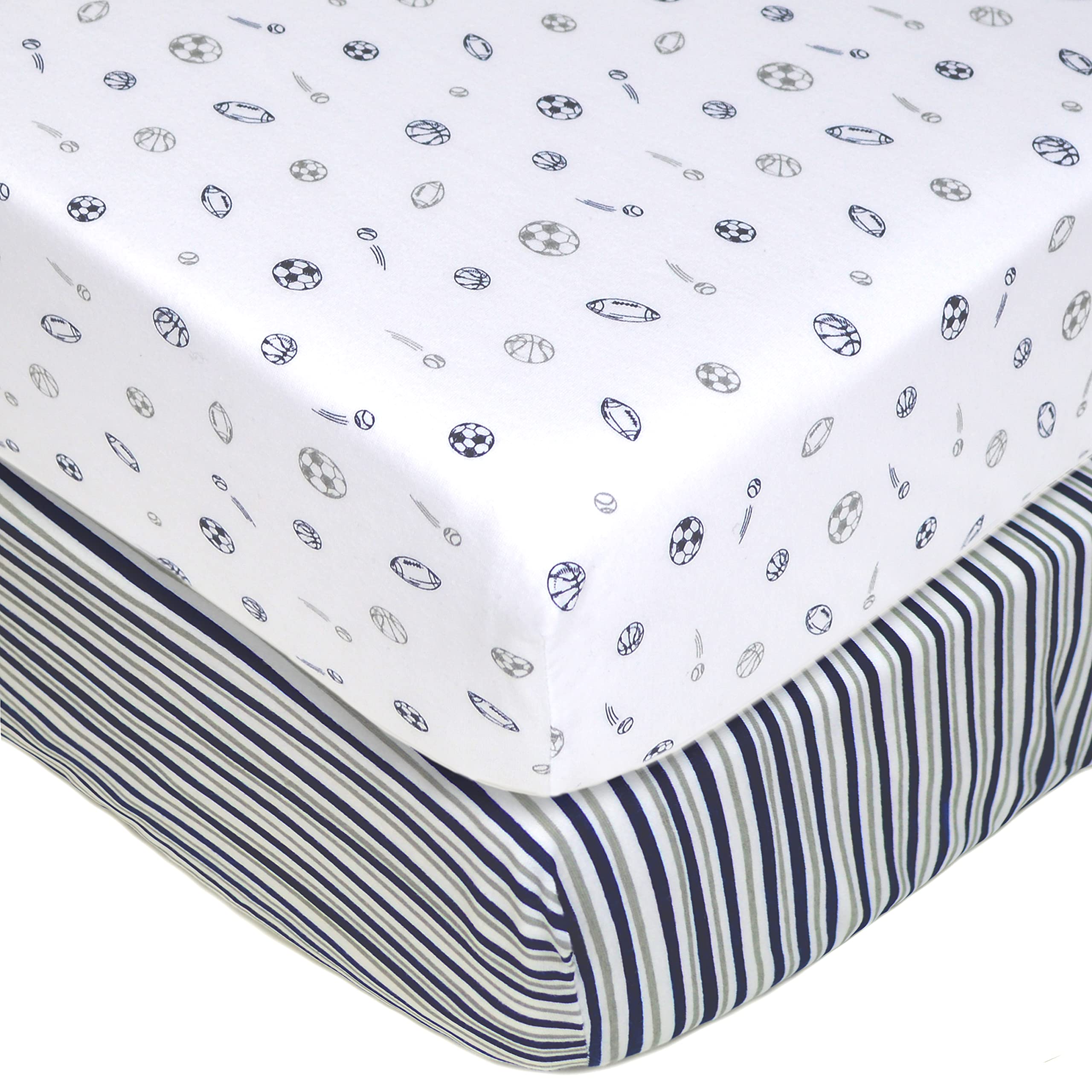 Draps lit bébé pur jersey de coton avec rayures amusantes pour filles et garçons