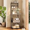 Tohomeor Kitchen Shelf Standing Shelf Small Coffee Corner & Baker's Shelf Narrow with 2 Fabric Drawers & 5 Hooks Space-Saving Country House Shelf for Kitchen Hallway or Living Room (Grey 50 x 34 x 140 cm)
